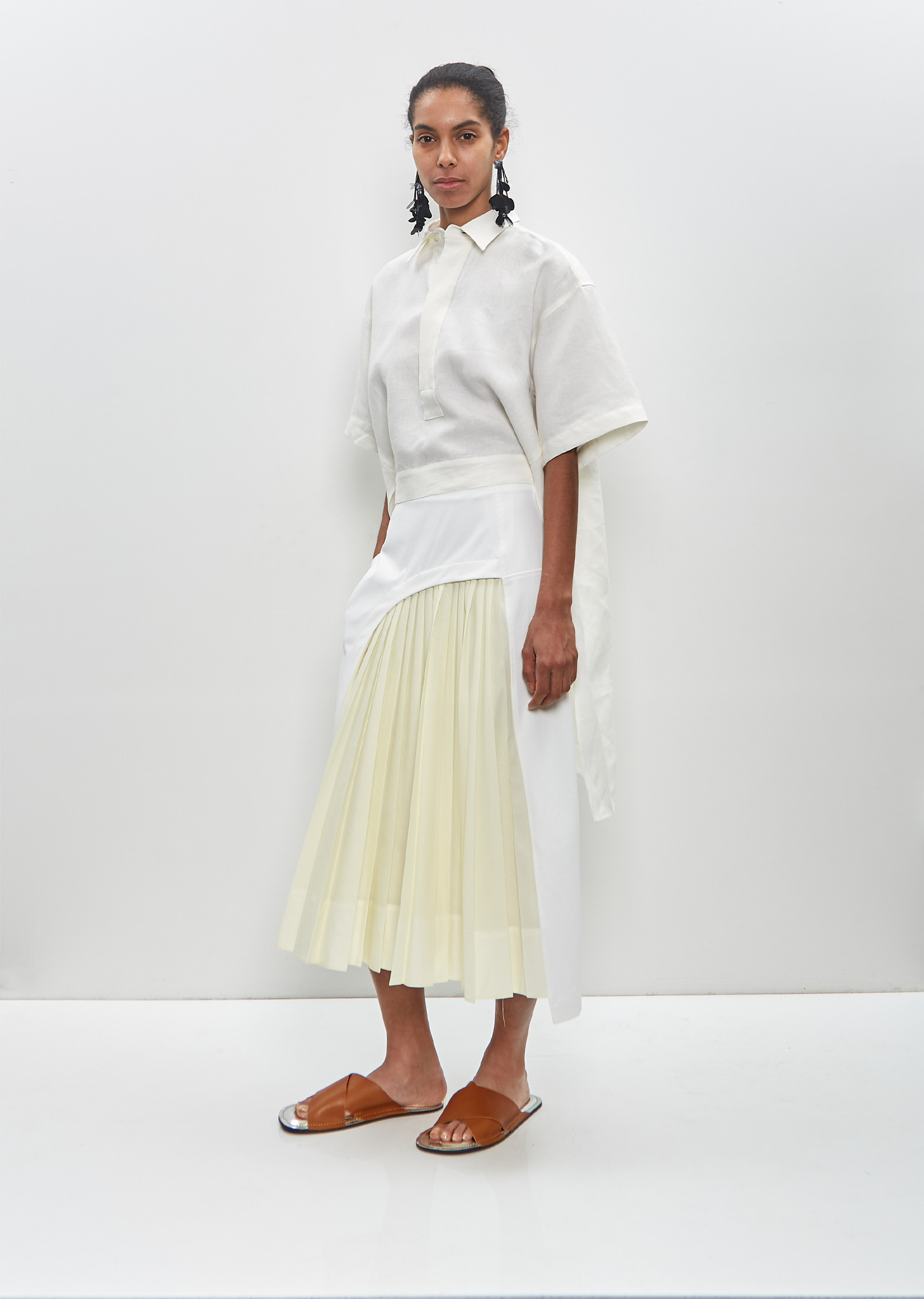 Poly Cotton Midi Pleated Skirt - 4