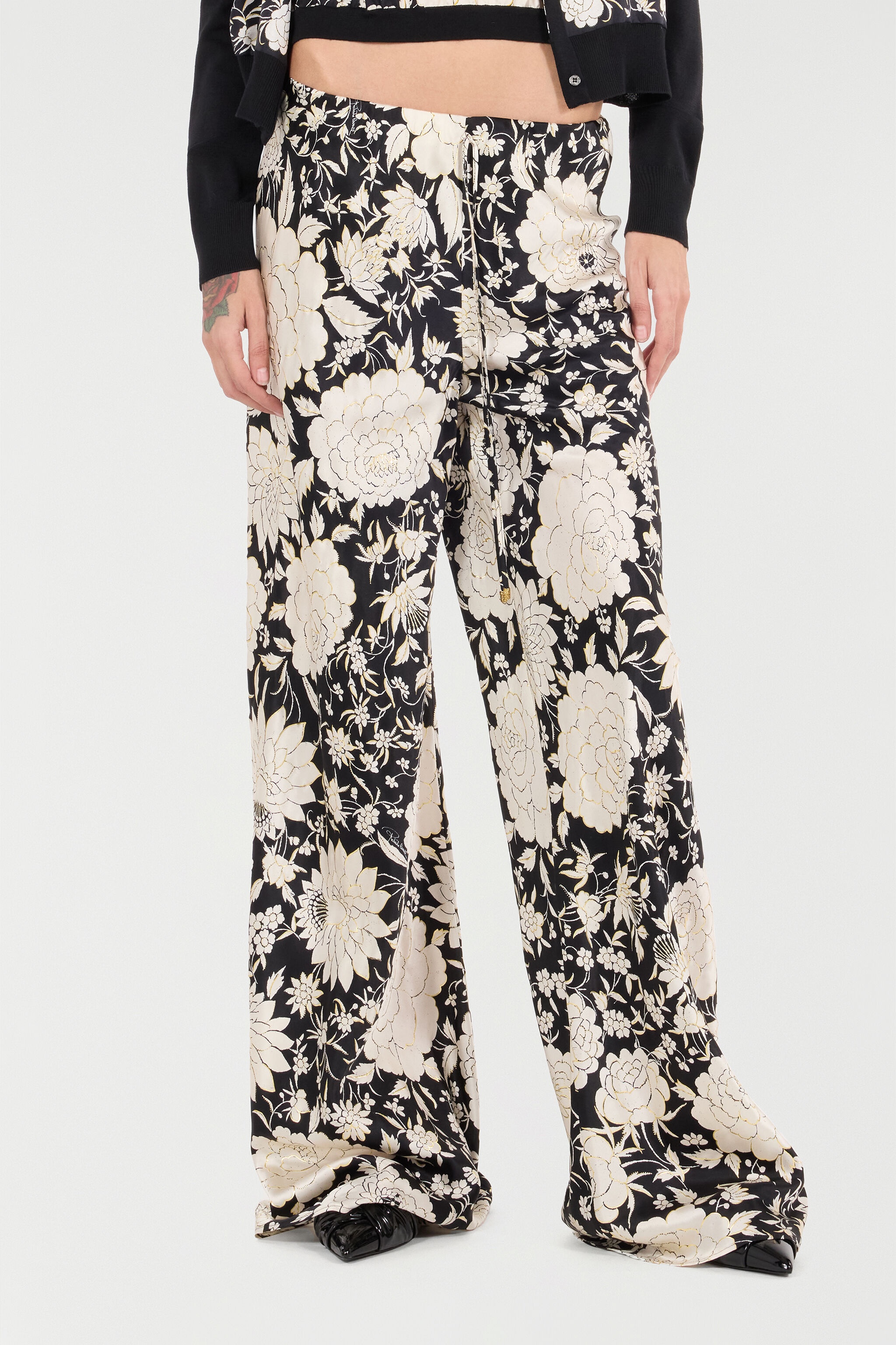 Pure Silk Pants with Floral Print - 3