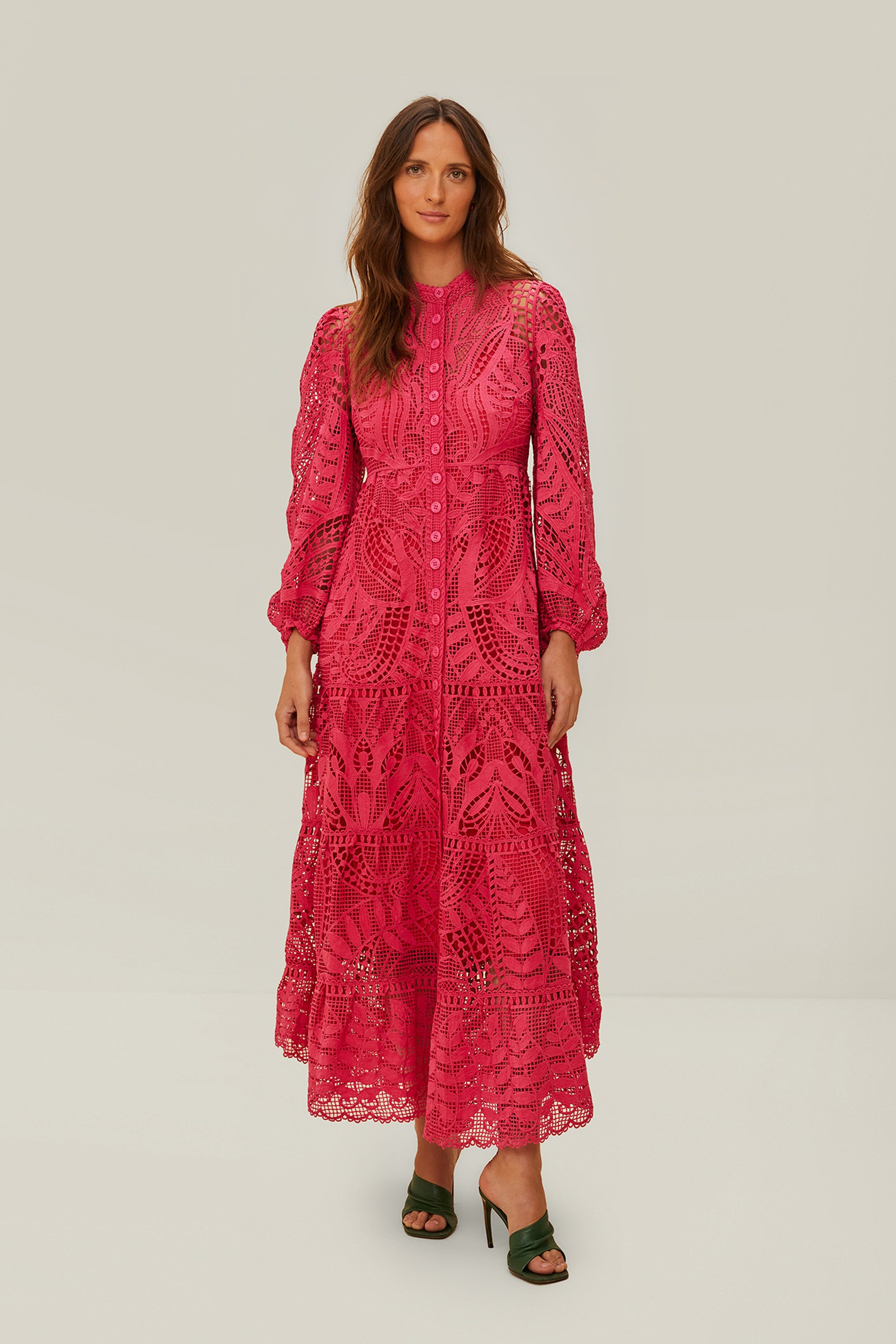 Pink Guipire Maxi Dress - 1