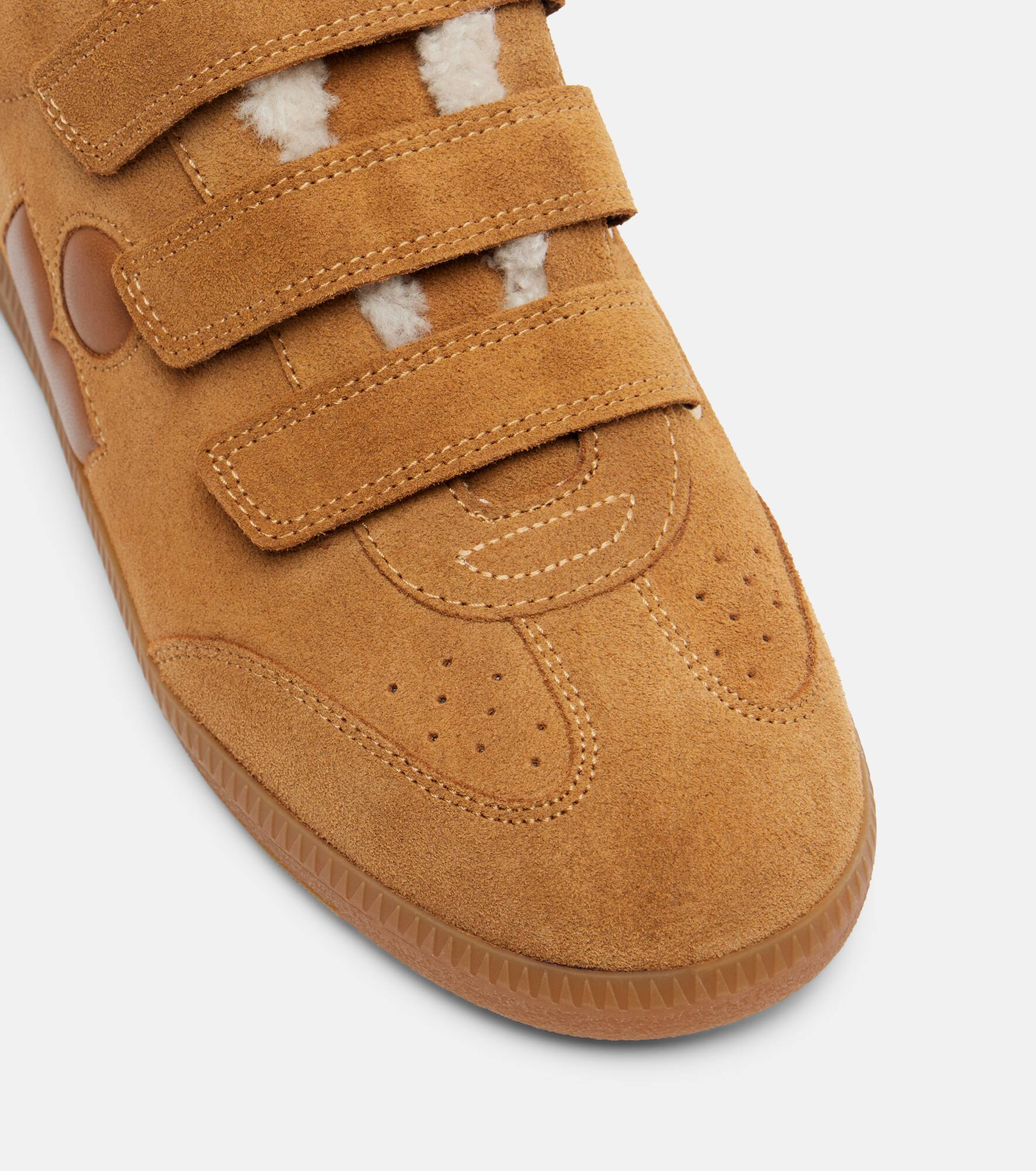 Beth shearling-trimmed suede sneakers - 5