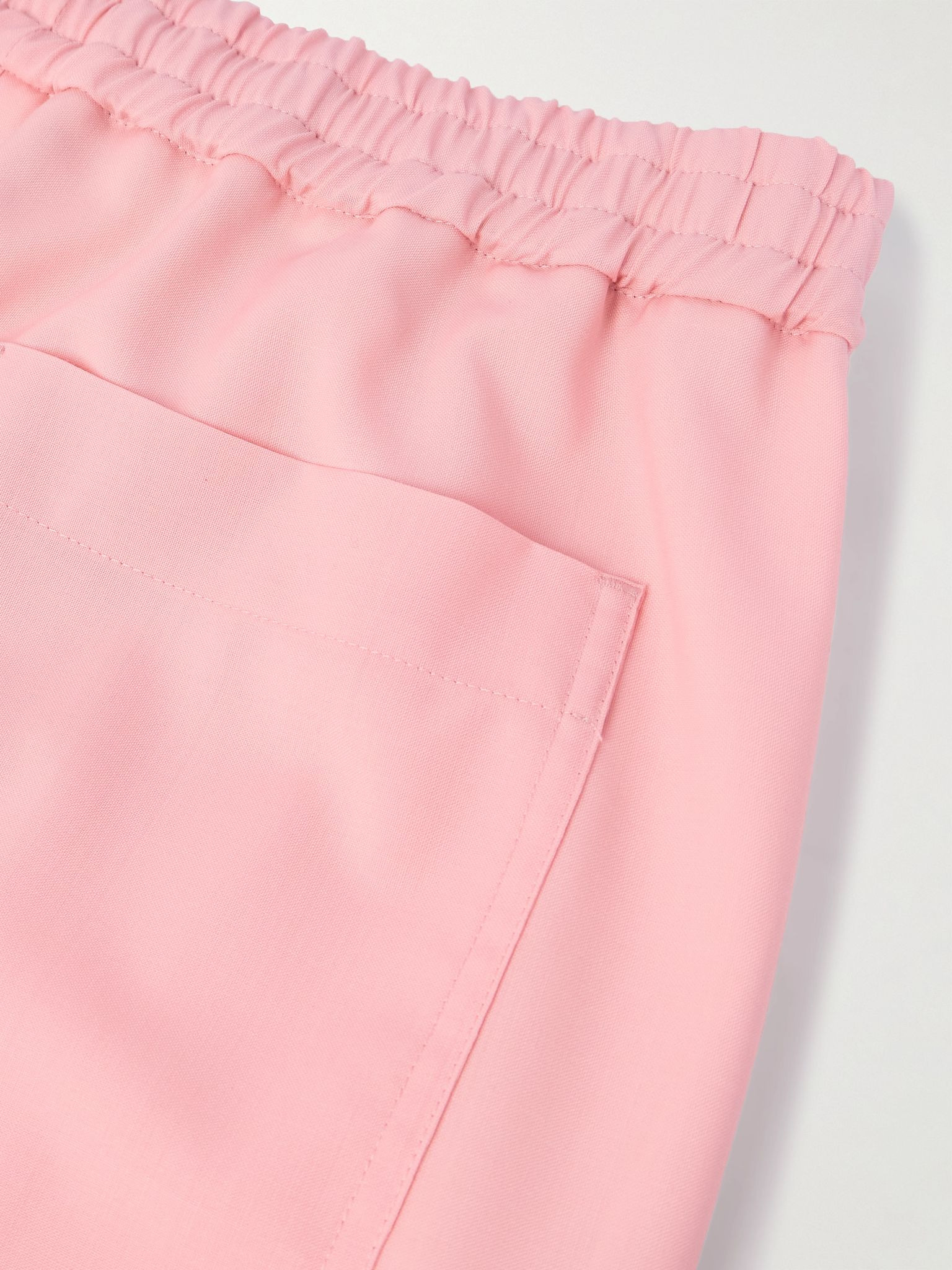 Straight-Leg Logo-Embroidered Wool Shorts Pink - 5