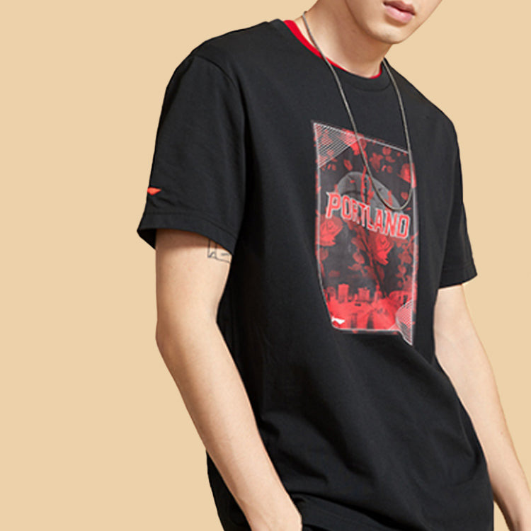 Li-Ning Basketball Series Logo Pattern Short Sleeve 'Black' AHSQ219-1 - 4
