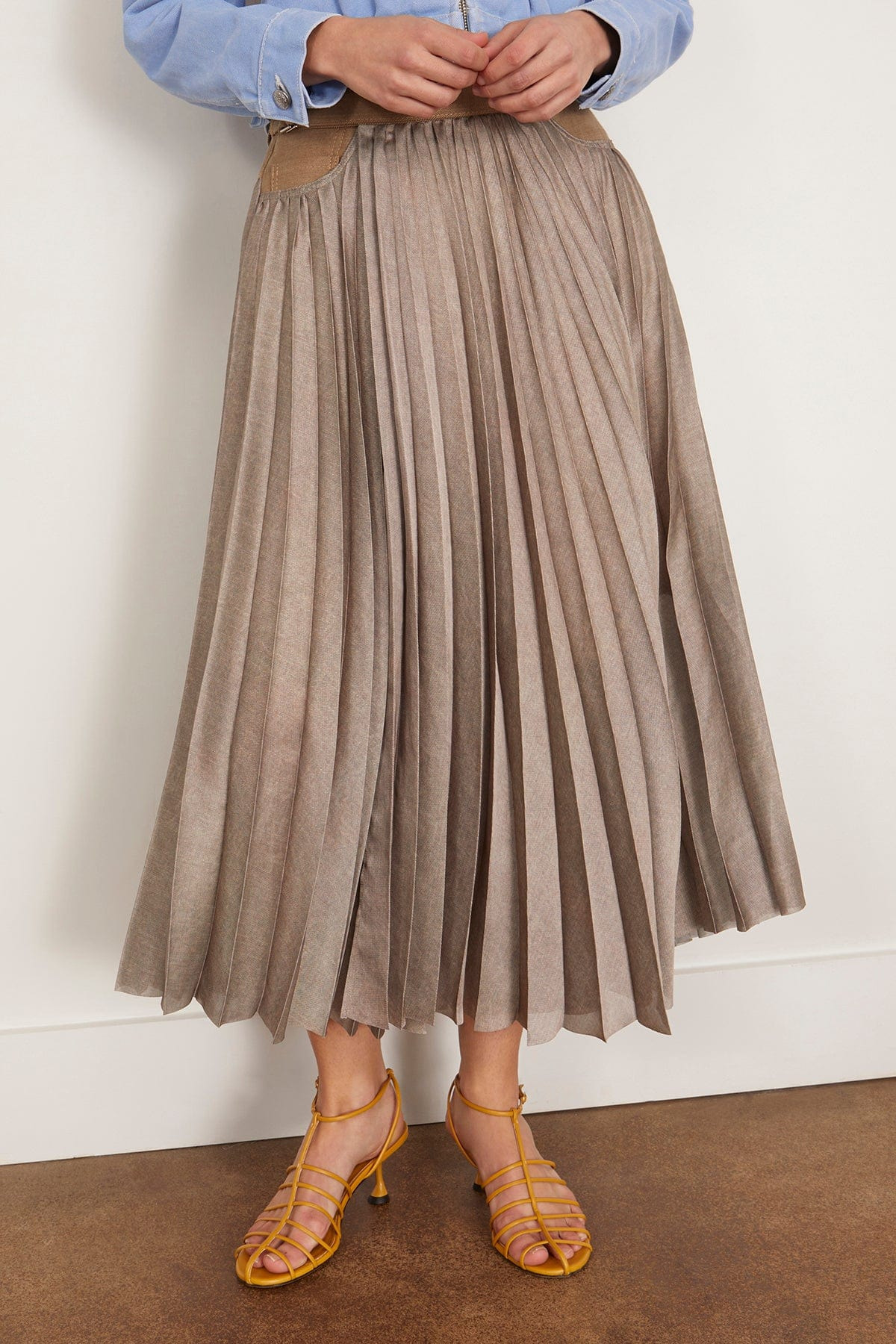 Denim Mix Skirt in Beige - 3