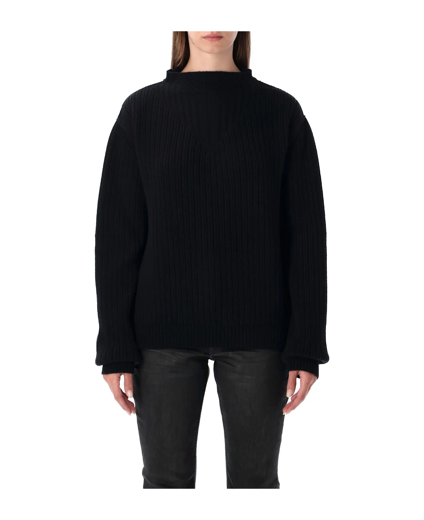 Rick Owens Al Black Heavy Wool Sweater - 1