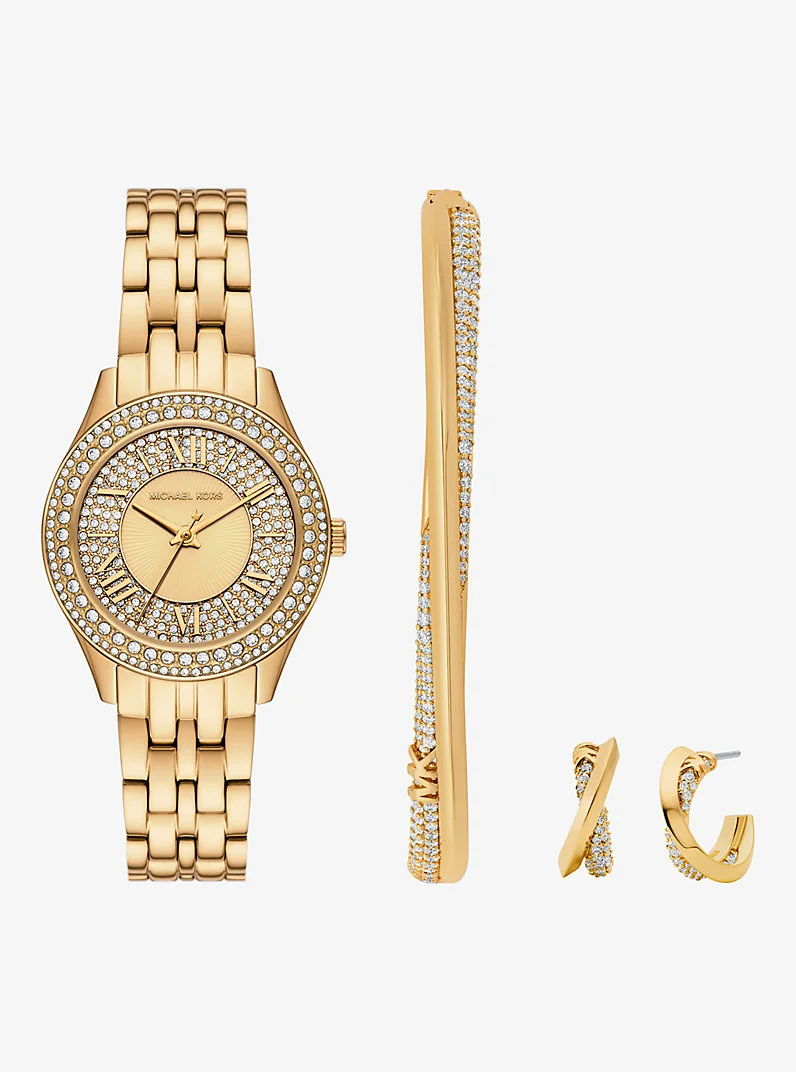 Mini Harlowe Pavé Gold-Tone Watch and Jewelry Set - 1