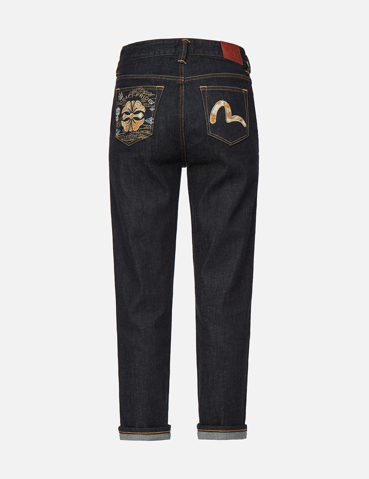 BROCADE KAMON AND SEAGULL APPLIQUÉ STRAIGHT LEG JEANS - 1