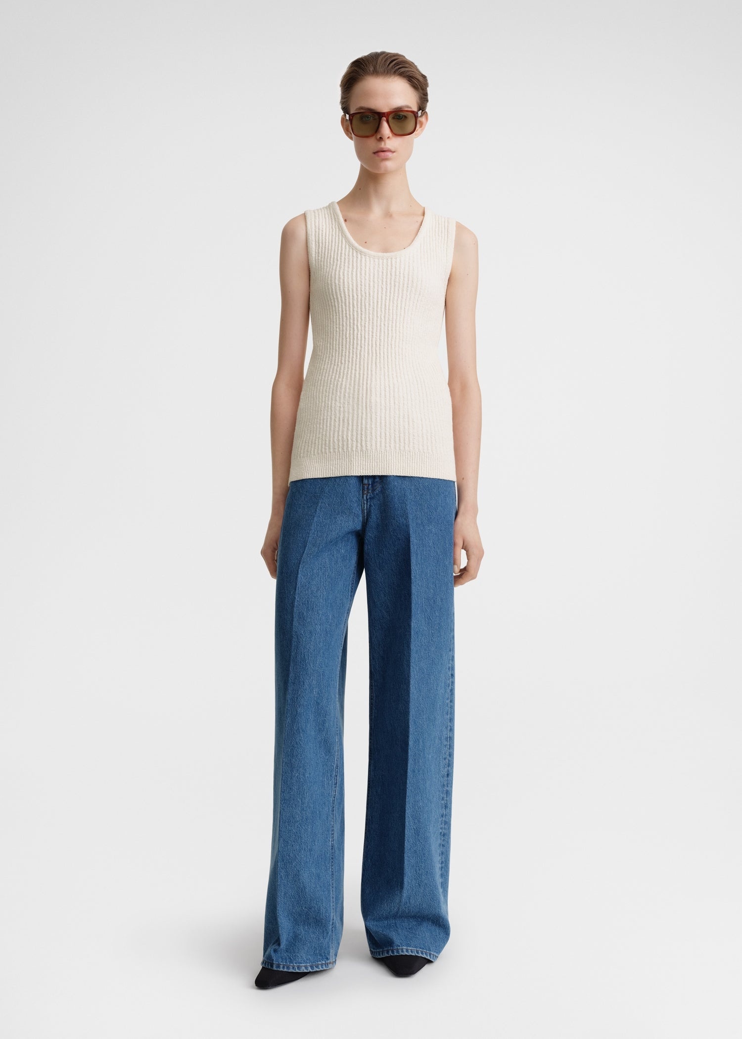 Textured rib tank ecru - 2
