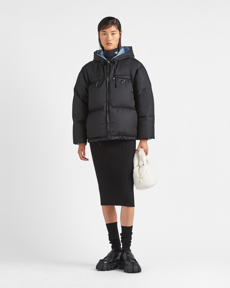 Prada Re-Nylon Gabardine hooded down jacket outlook