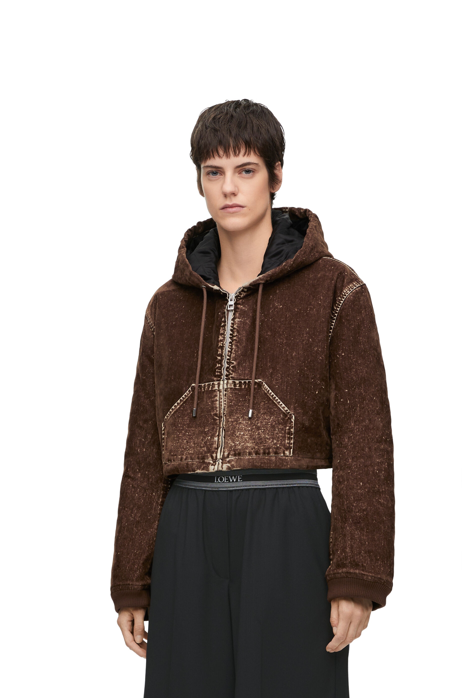 Cropped hooded jacket in denim - 3