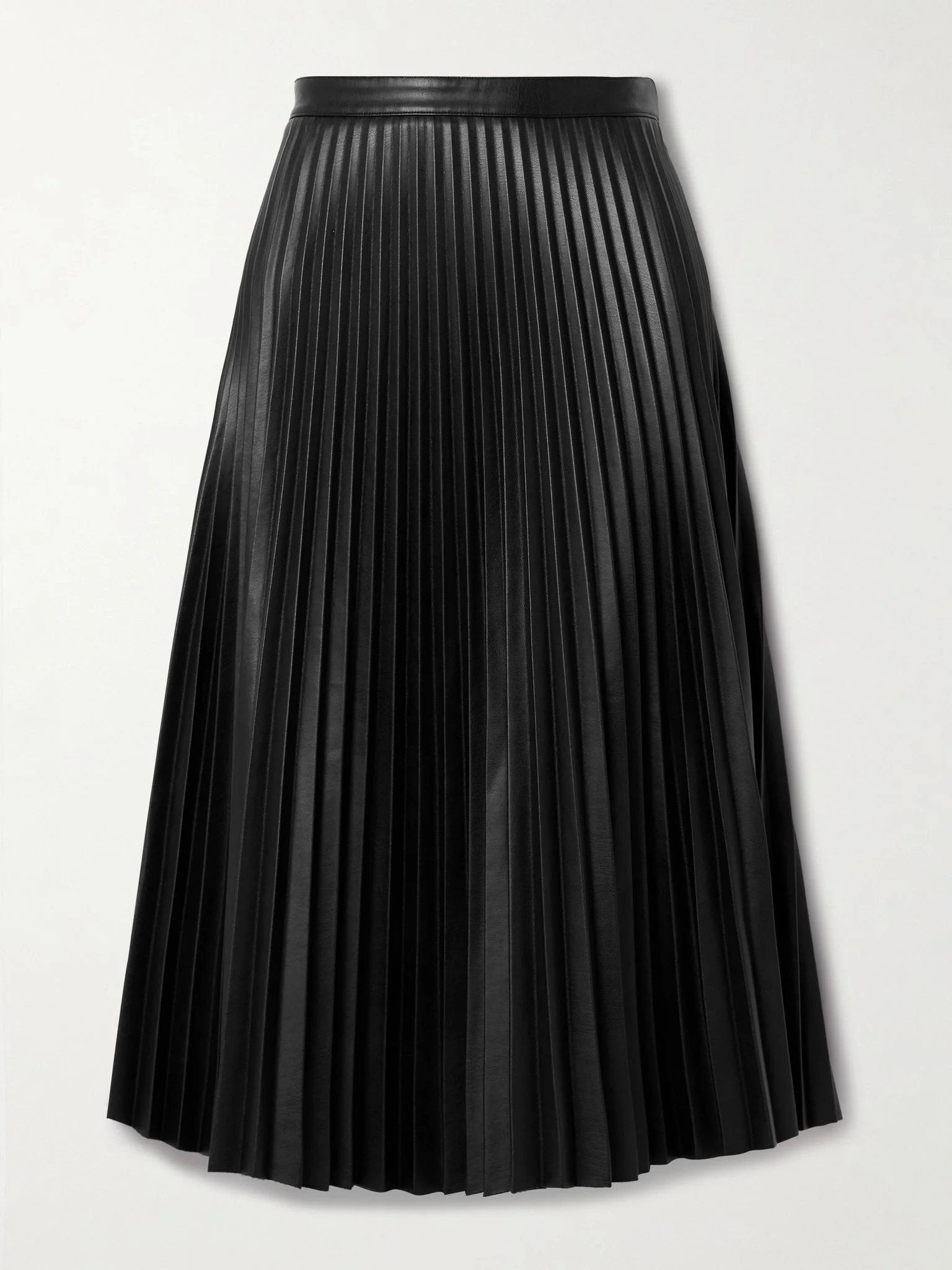 Daphne pleated vegan leather midi skirt Black - 1