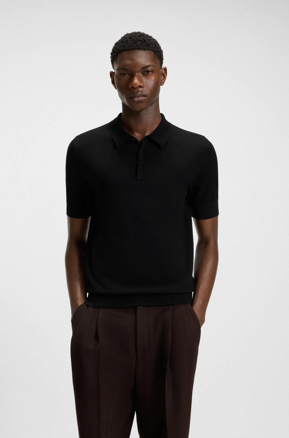 KNIT POLO WITH COVERED PLACKET - 2