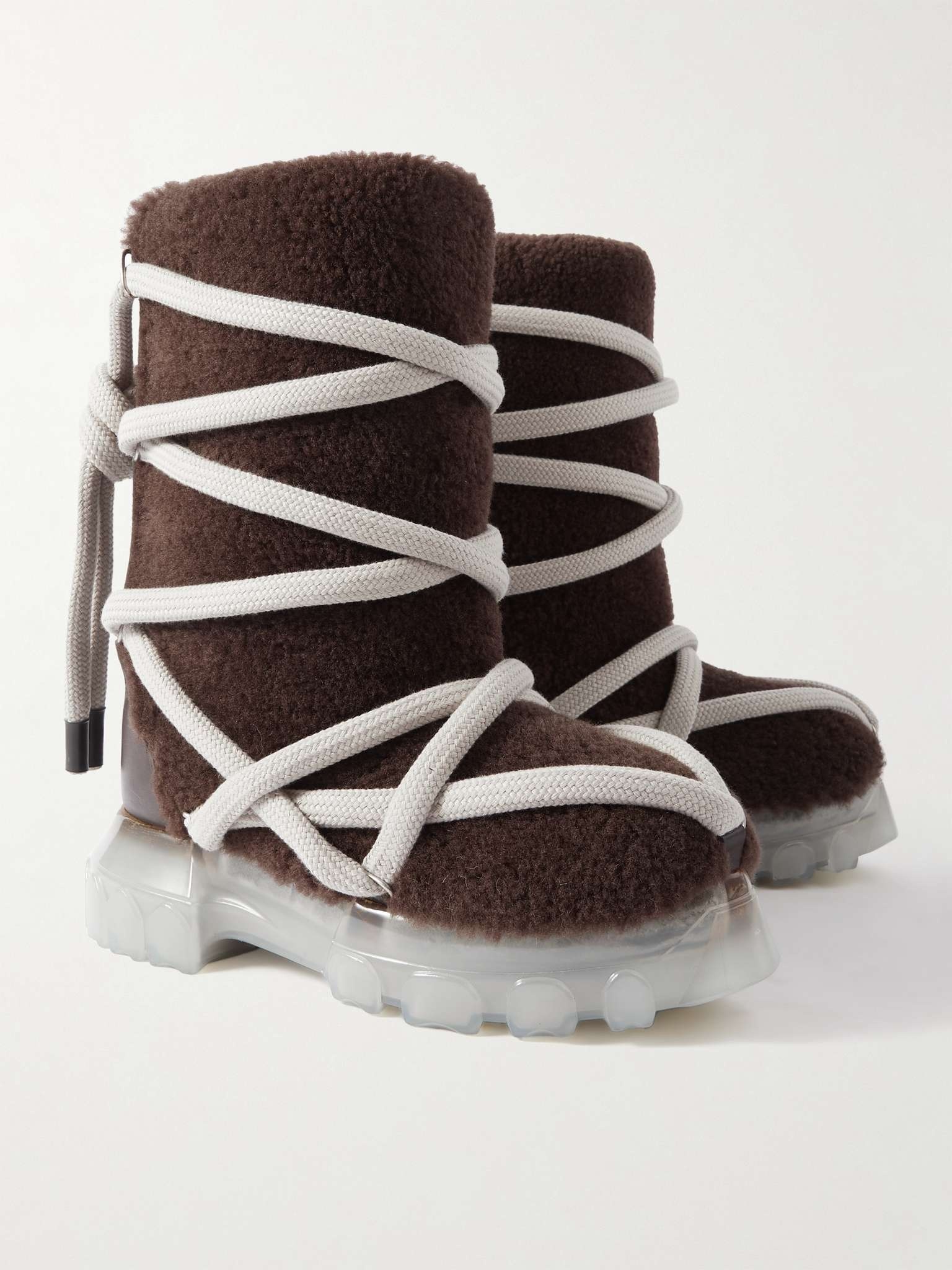 Lunar Tractor Leather-Trimmed Shearling Boots - 4