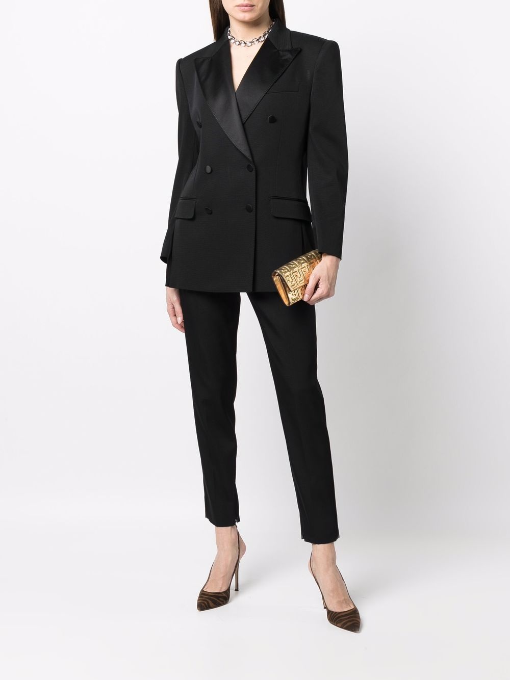 silk-lapels double-breasted blazer - 2