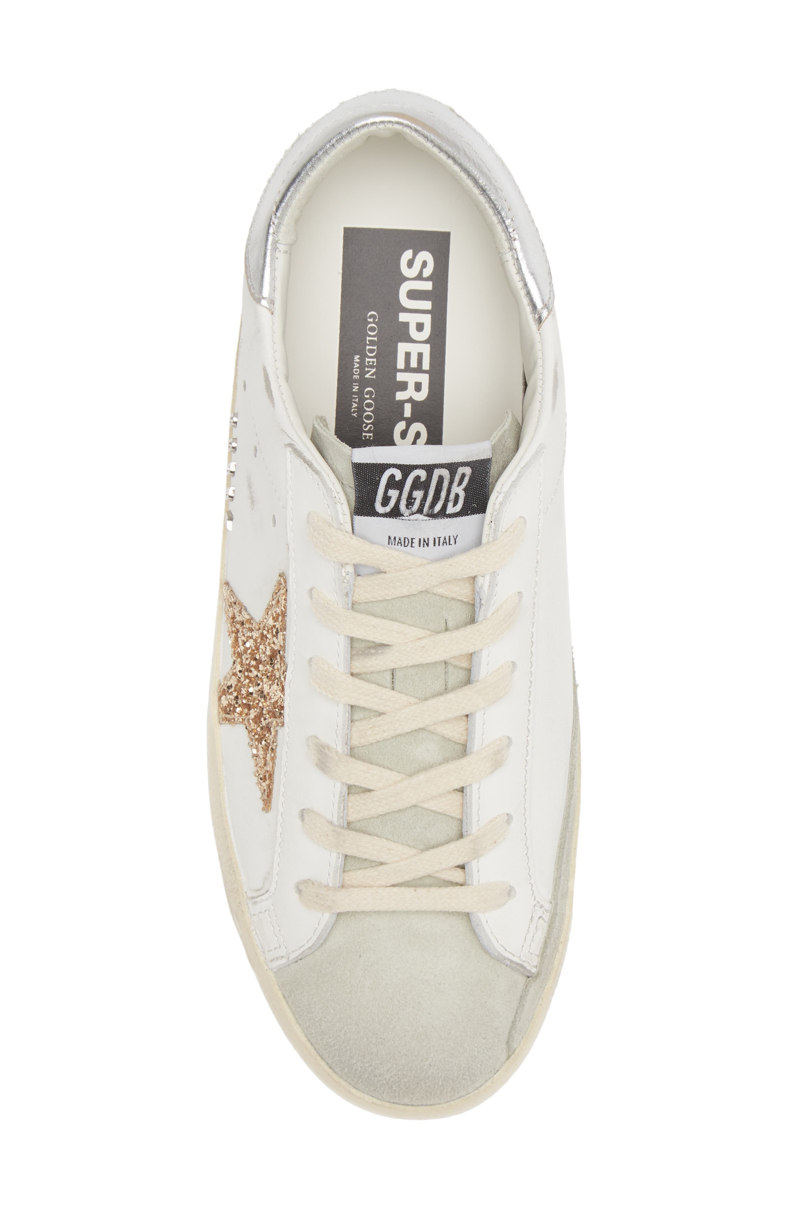 Golden Goose Super-Star Perm-Noos Low Top Sneaker in White/Gold/Silver at Nordstrom - 5