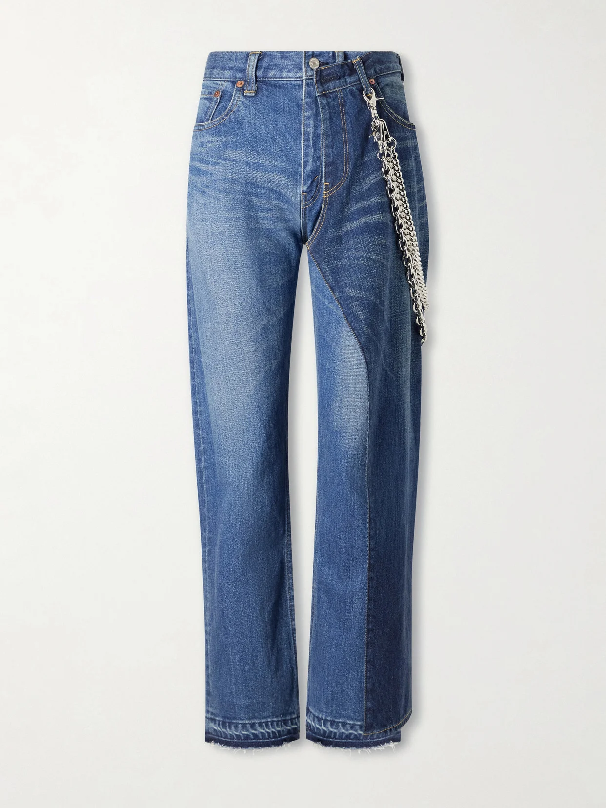 Embellished Paneled Mid-rise Straight-leg Jeans - 1