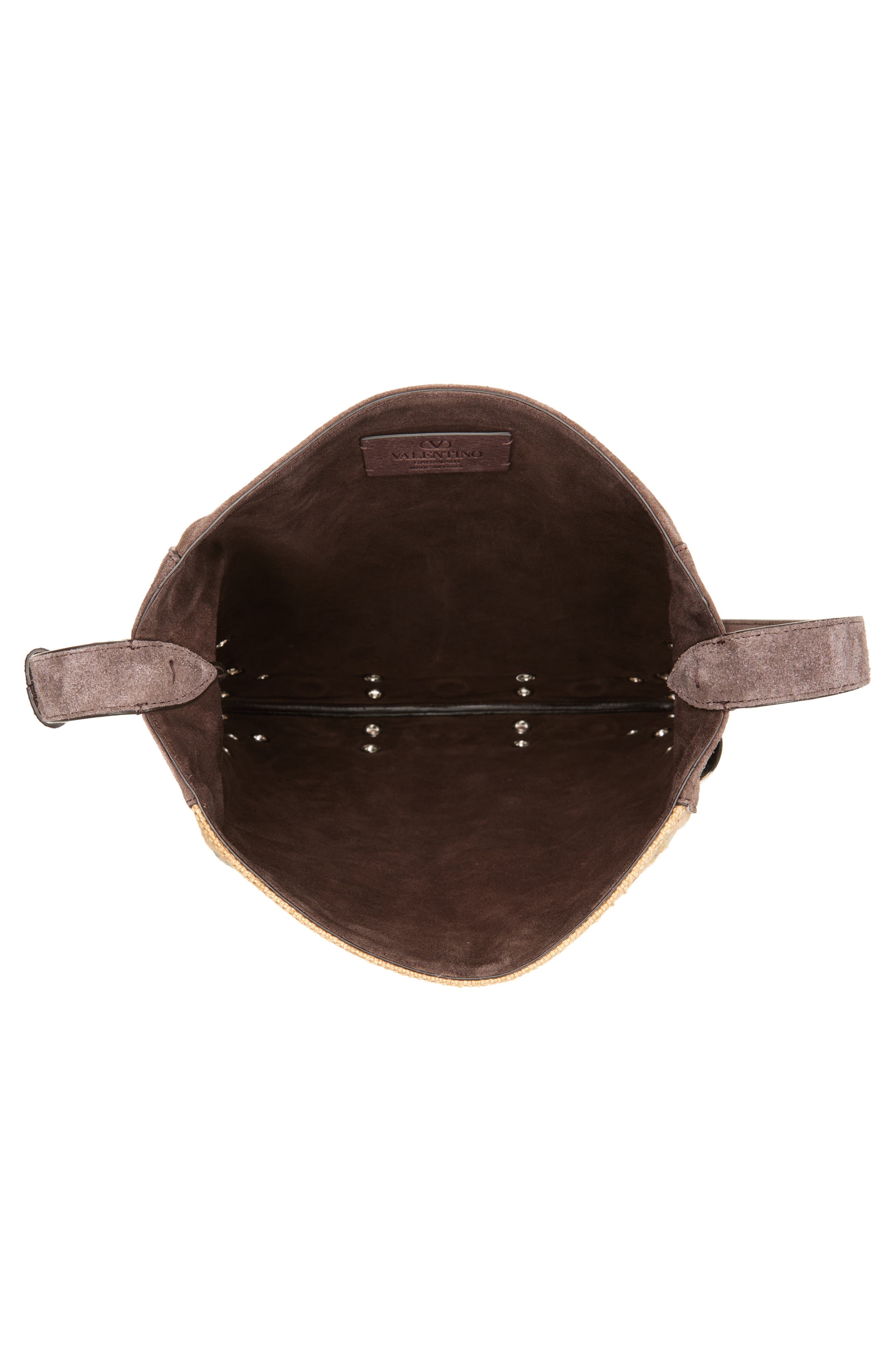Valentino Garavani Small Nellcôte Fringe Stud Embroidered Crossbody Bag in Brown/Black at Nordstrom - 6