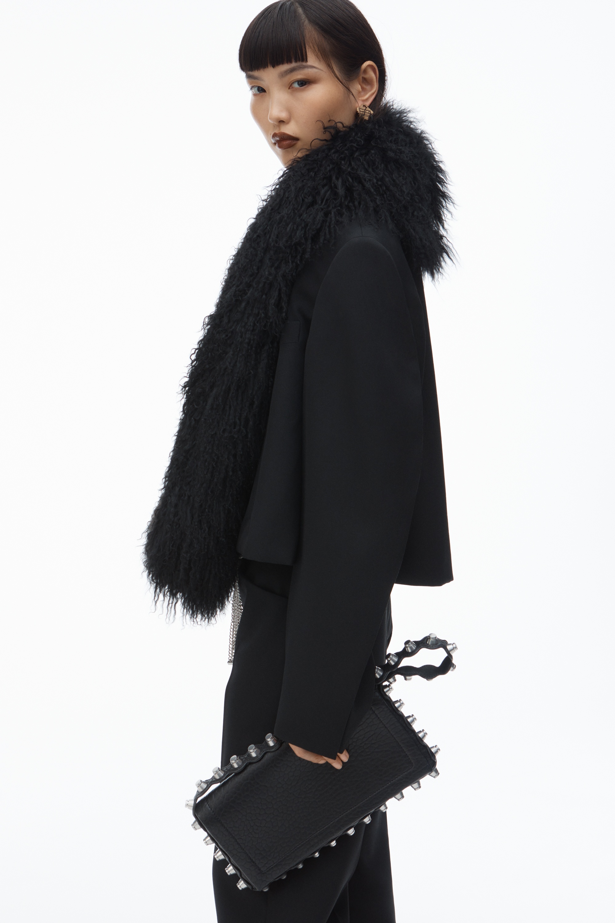 Cropped Blazer with Mongolian Fur - 3