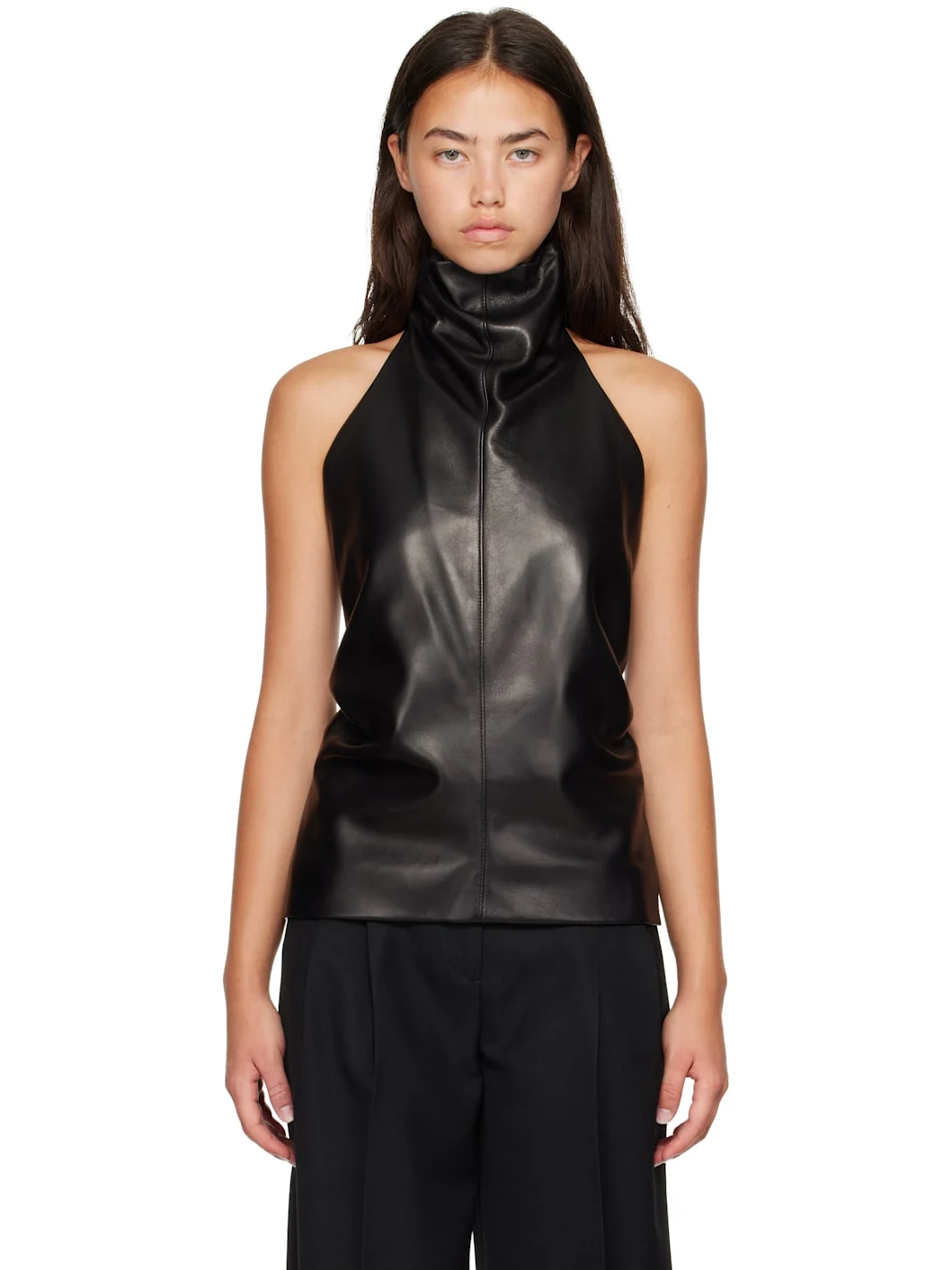 Black Rone Leather Top - 1