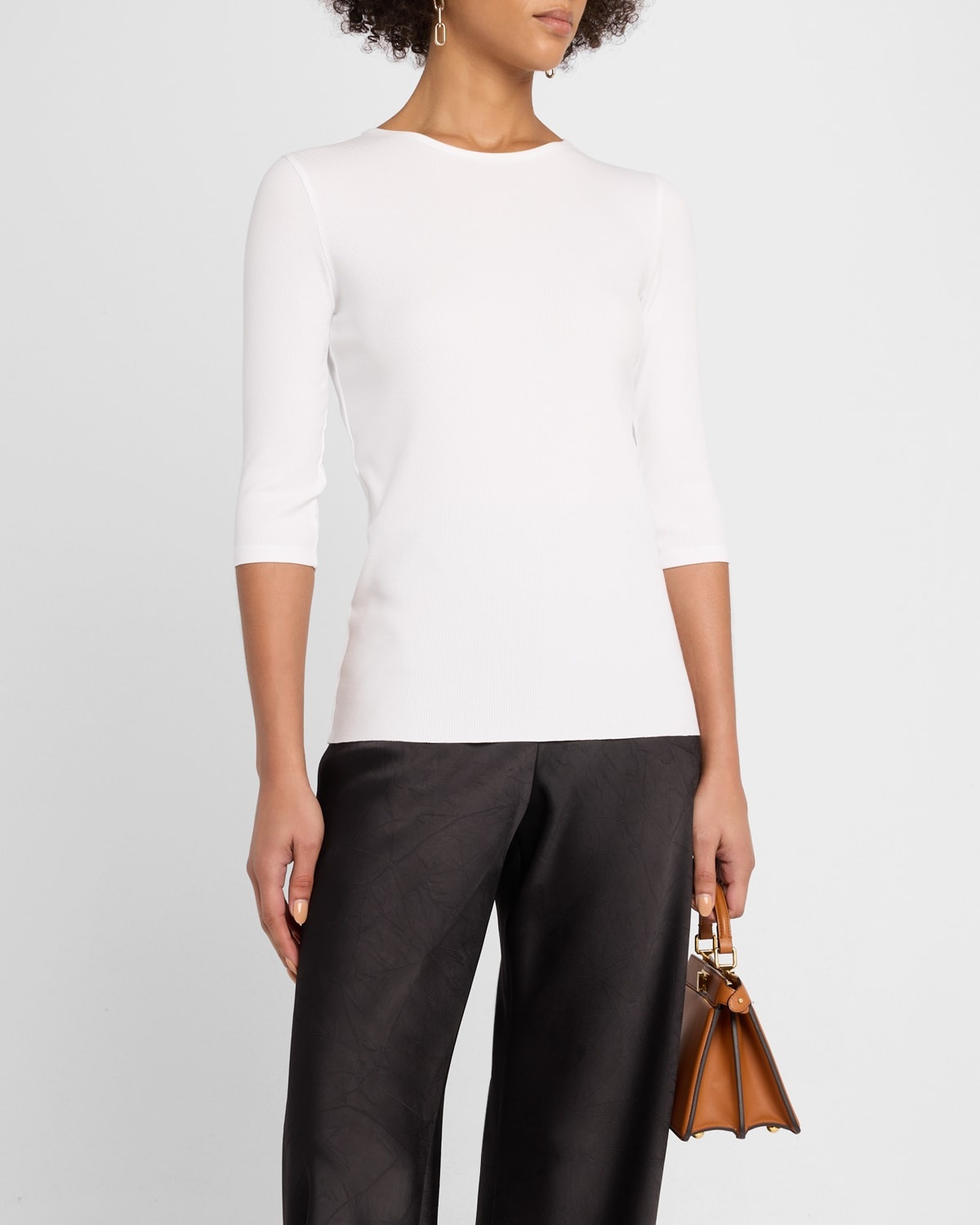 Elbow-Sleeve Crewneck Tee - 4