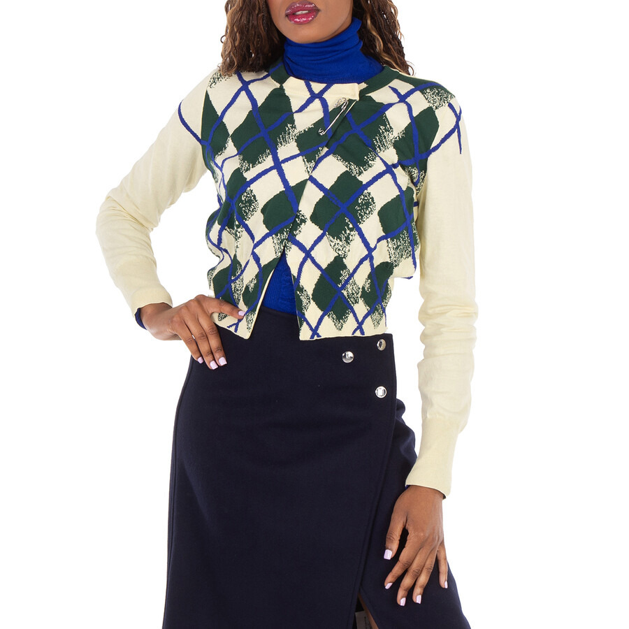 Burberry Argyle-Intarsia Cropped Cotton Jumper - 3