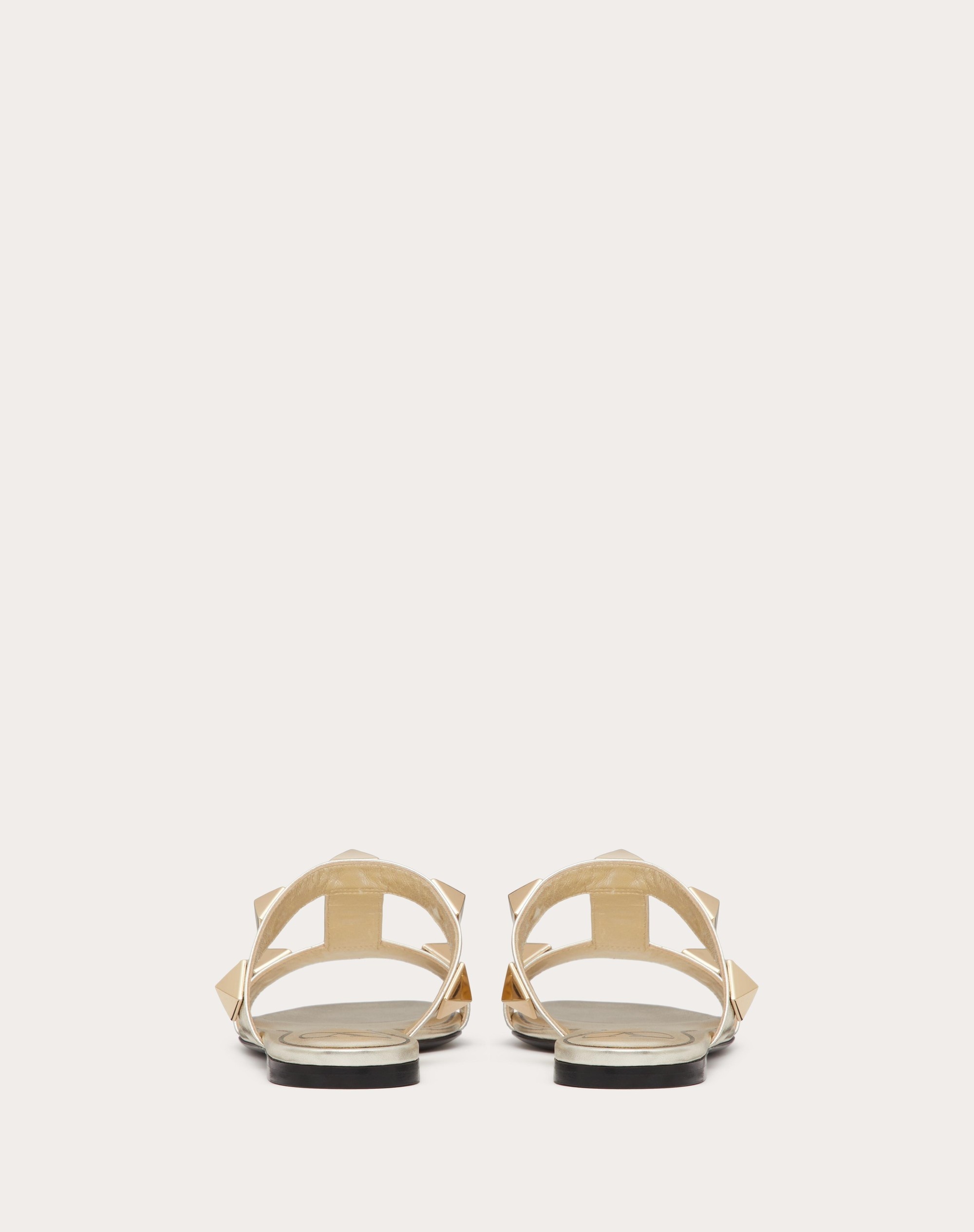 ROMAN STUD METALLIC NAPPA SLIDE SANDAL WITH MATCHING STUDS - 3