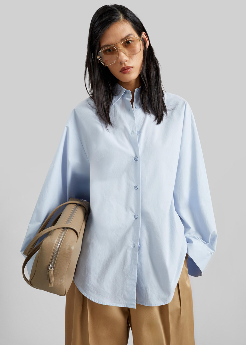 The Frankie Shop Tila Wide Sleeve Shirt - Light Blue outlook