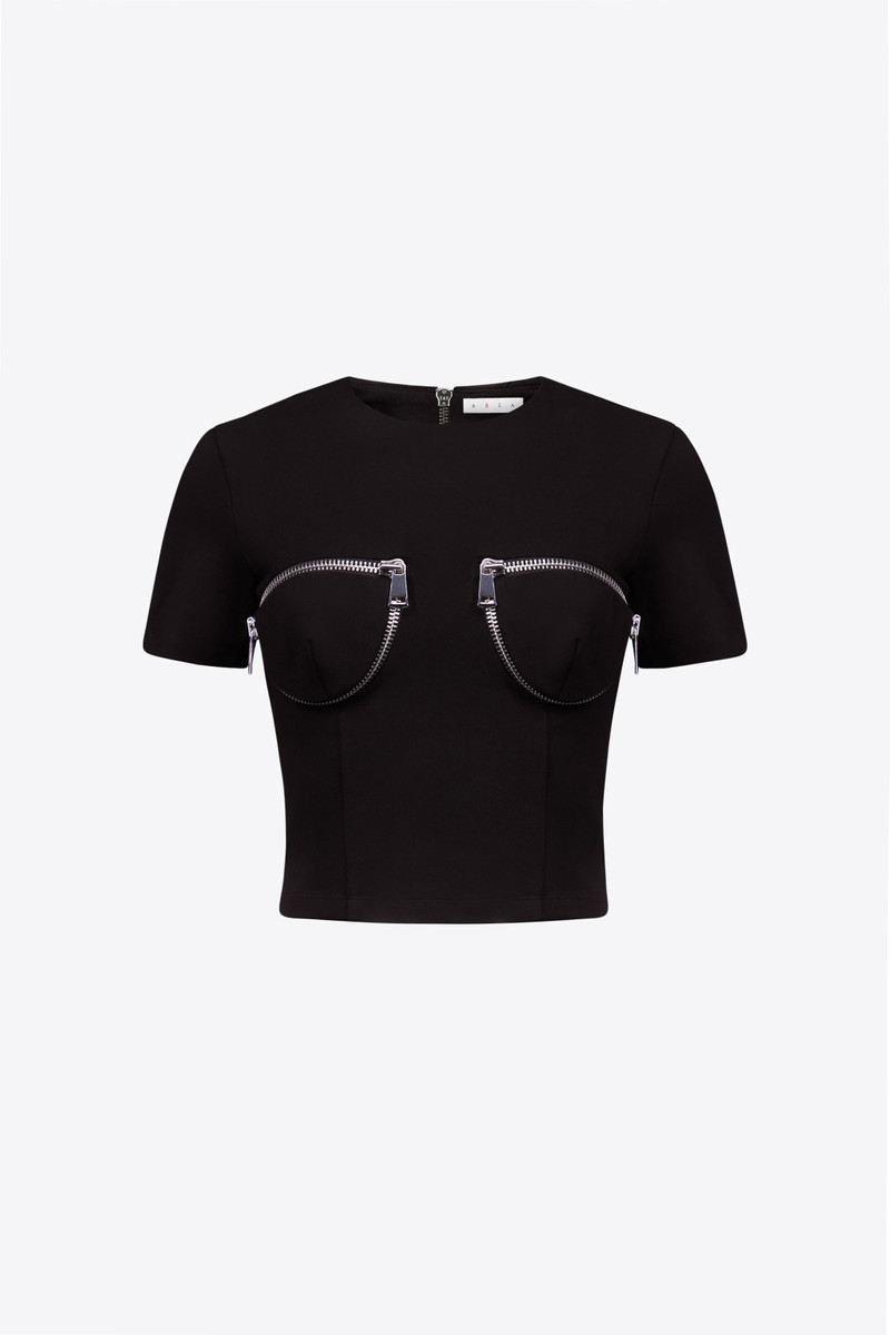 ZIPPER BUSTIER CUP T-SHIRT - 1