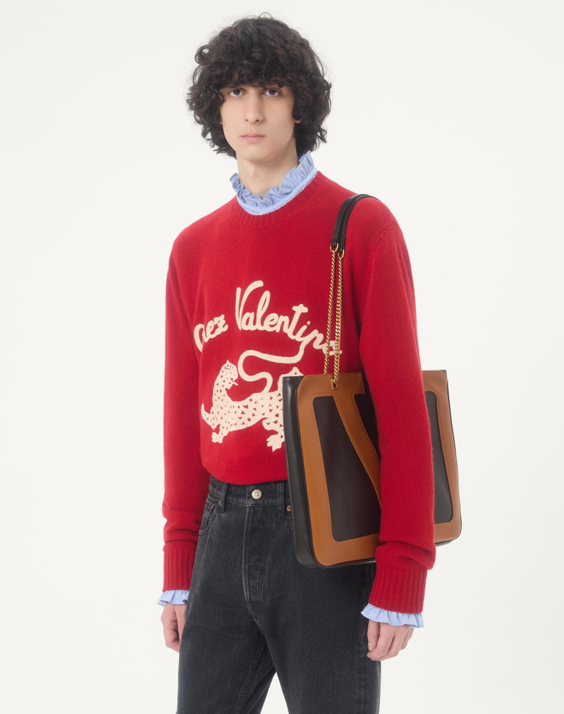 VALENTINO WOOL SWEATER WITH CHEZ VALENTINO & PANTHER EMBROIDERY 3