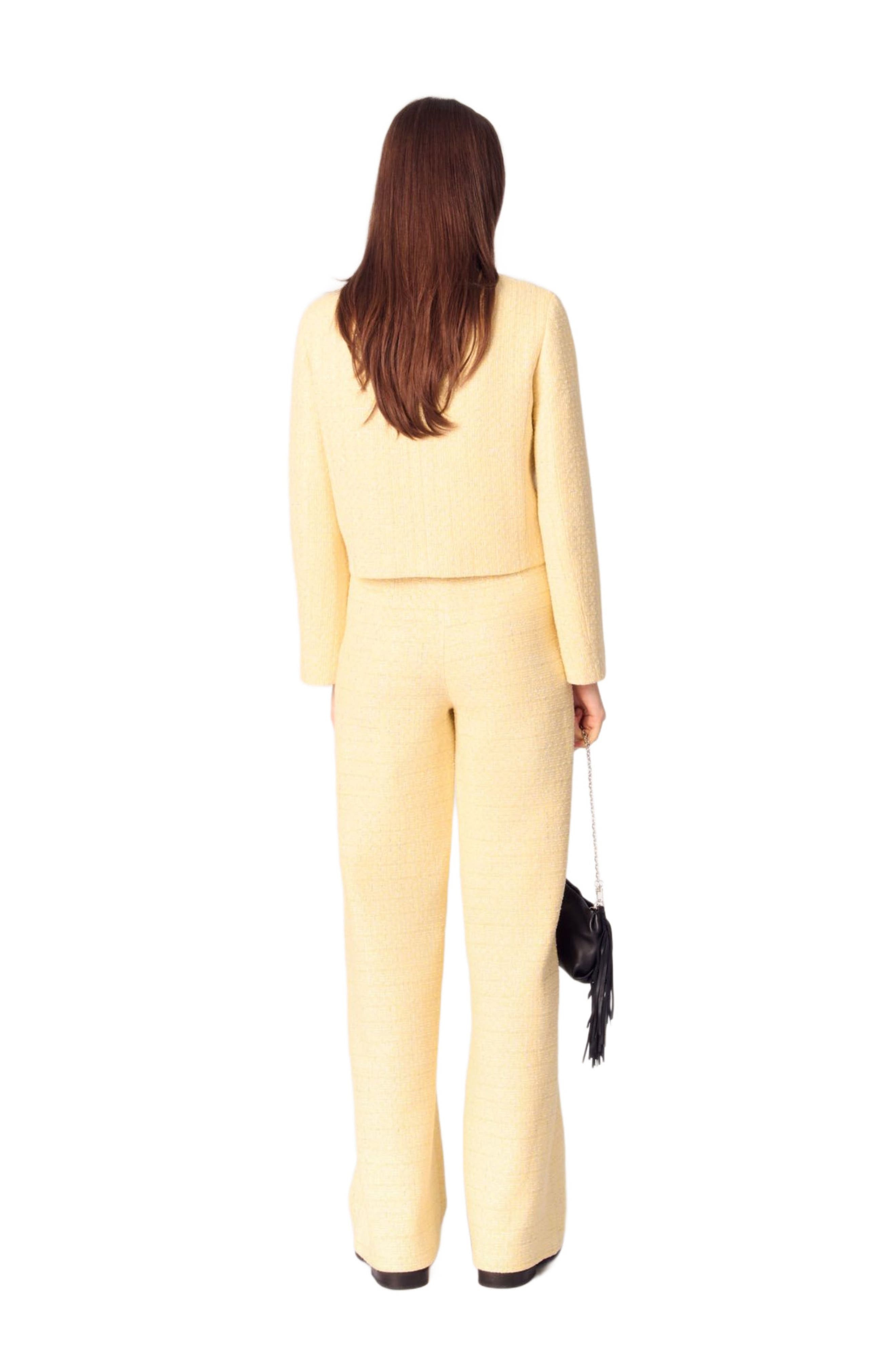 maje Straight-leg tweed/lurex trousers in Yellow at Nordstrom - 2