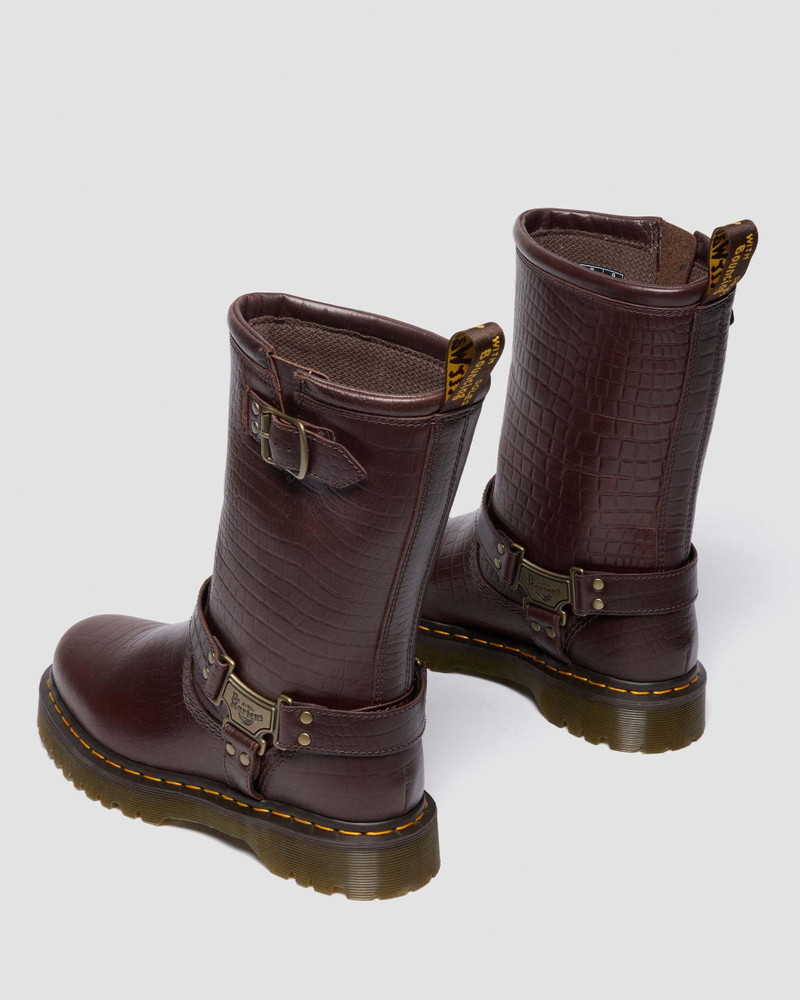 Anistone Hi Reptile Emboss Pull Up Boots 9