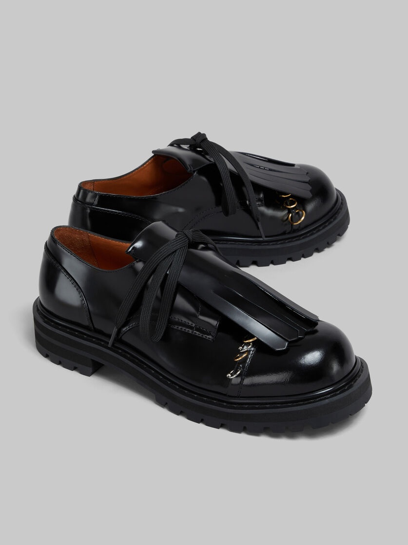 BLACK LEATHER DADA DERBY SHOE WITH MAXI FRINGE - 5