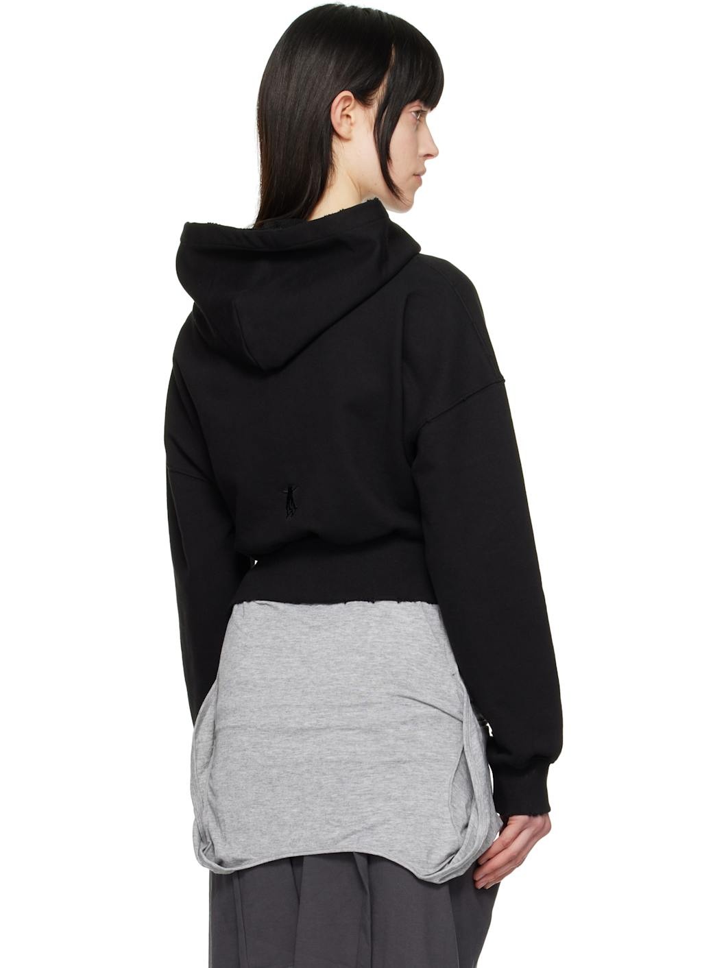 Black Deconstructed Hoodie - 3