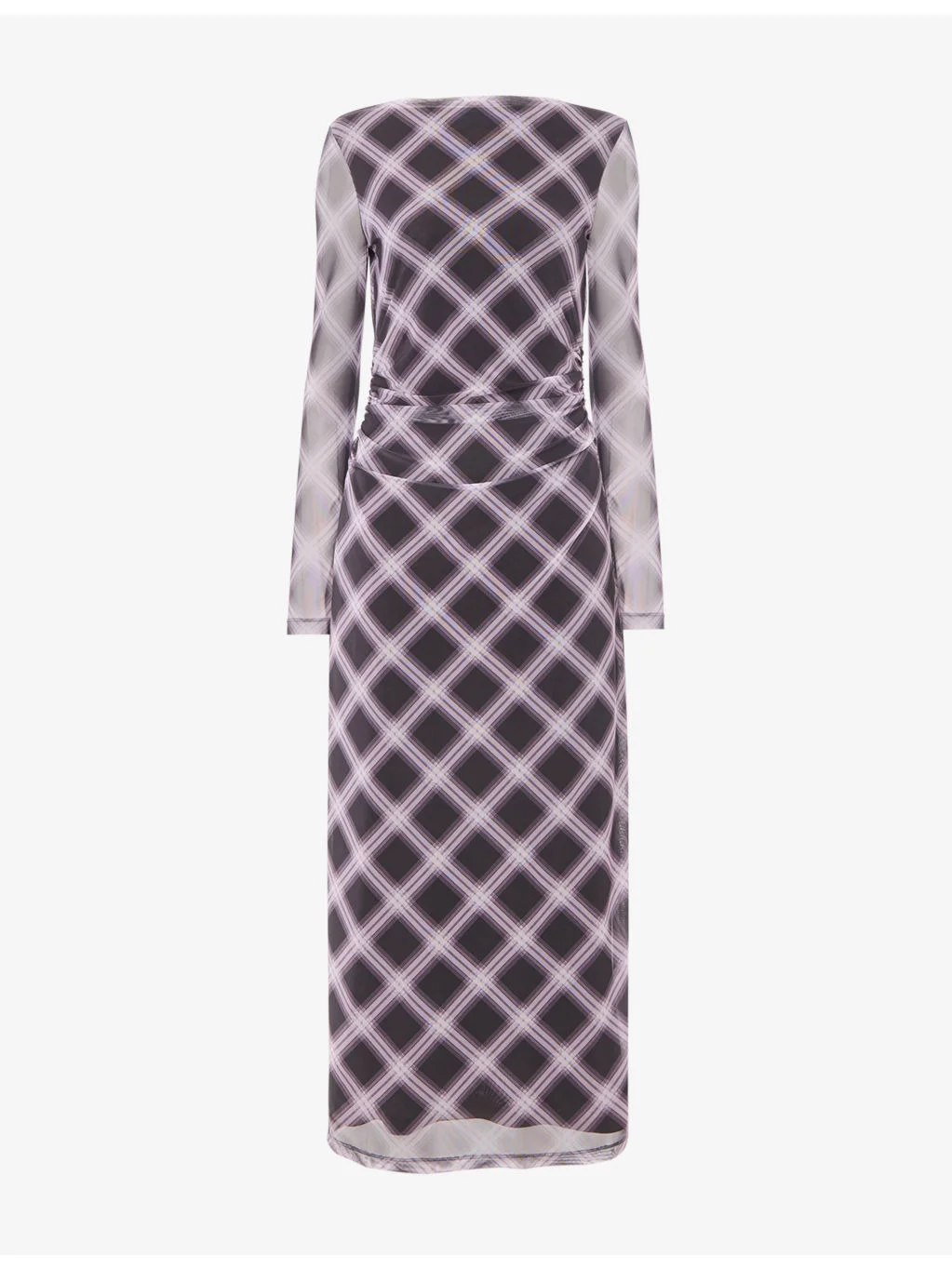 Check Mesh Midi Dress - 1