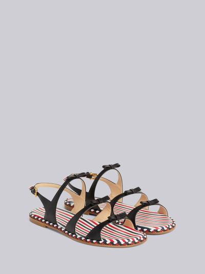Thom Browne Black Vitello Calf Leather Cord Trimmed Leather Sole 3-Bow Slingback Sandal outlook