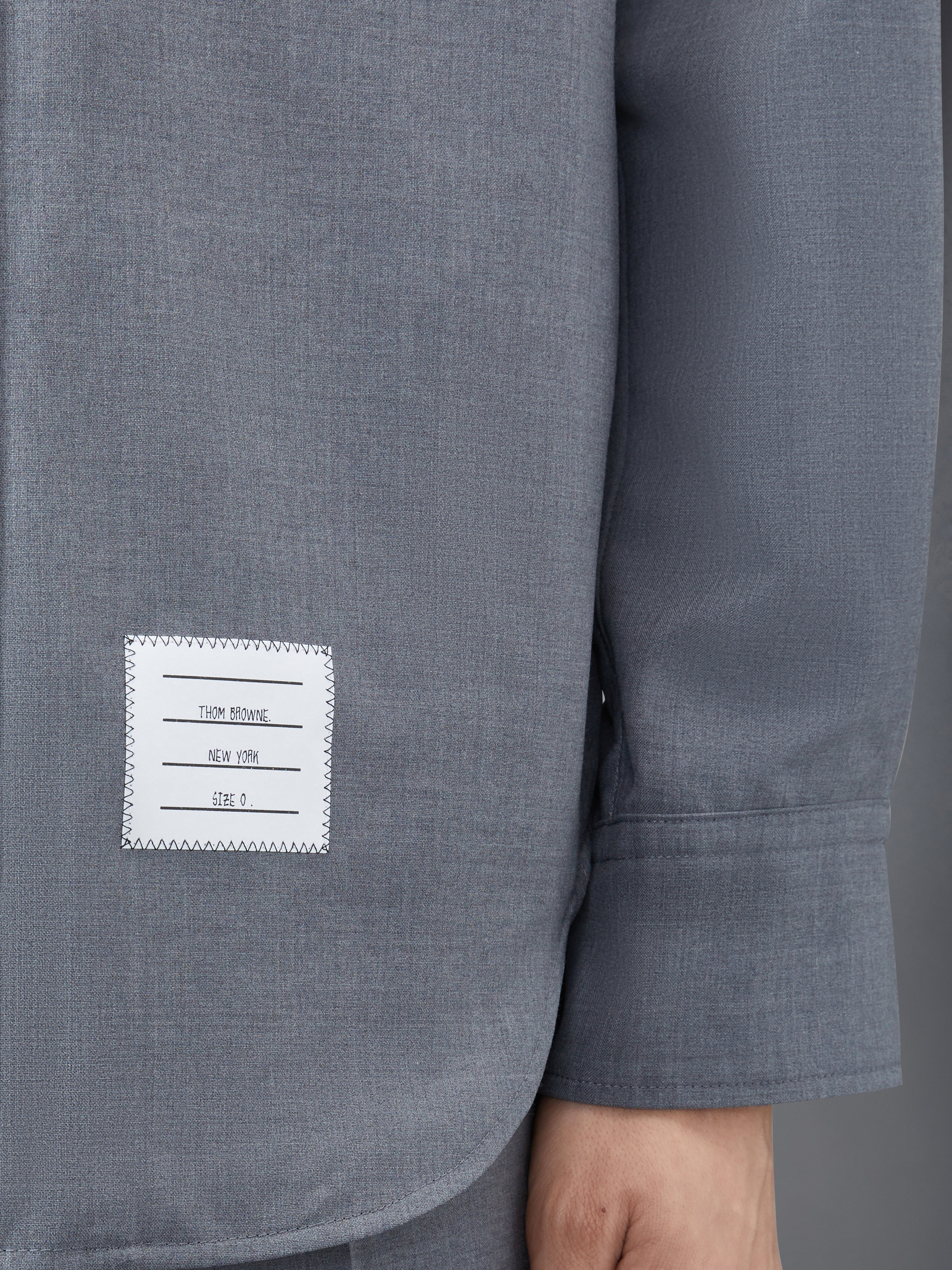 Medium Grey Wool Snap Front 4-Bar Shirt Jacket - 4