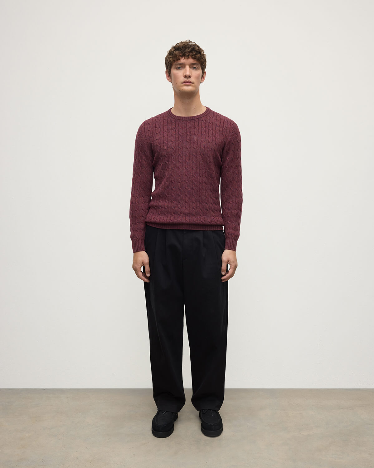 Cable Knit Purple Cashmere Jumper - 2