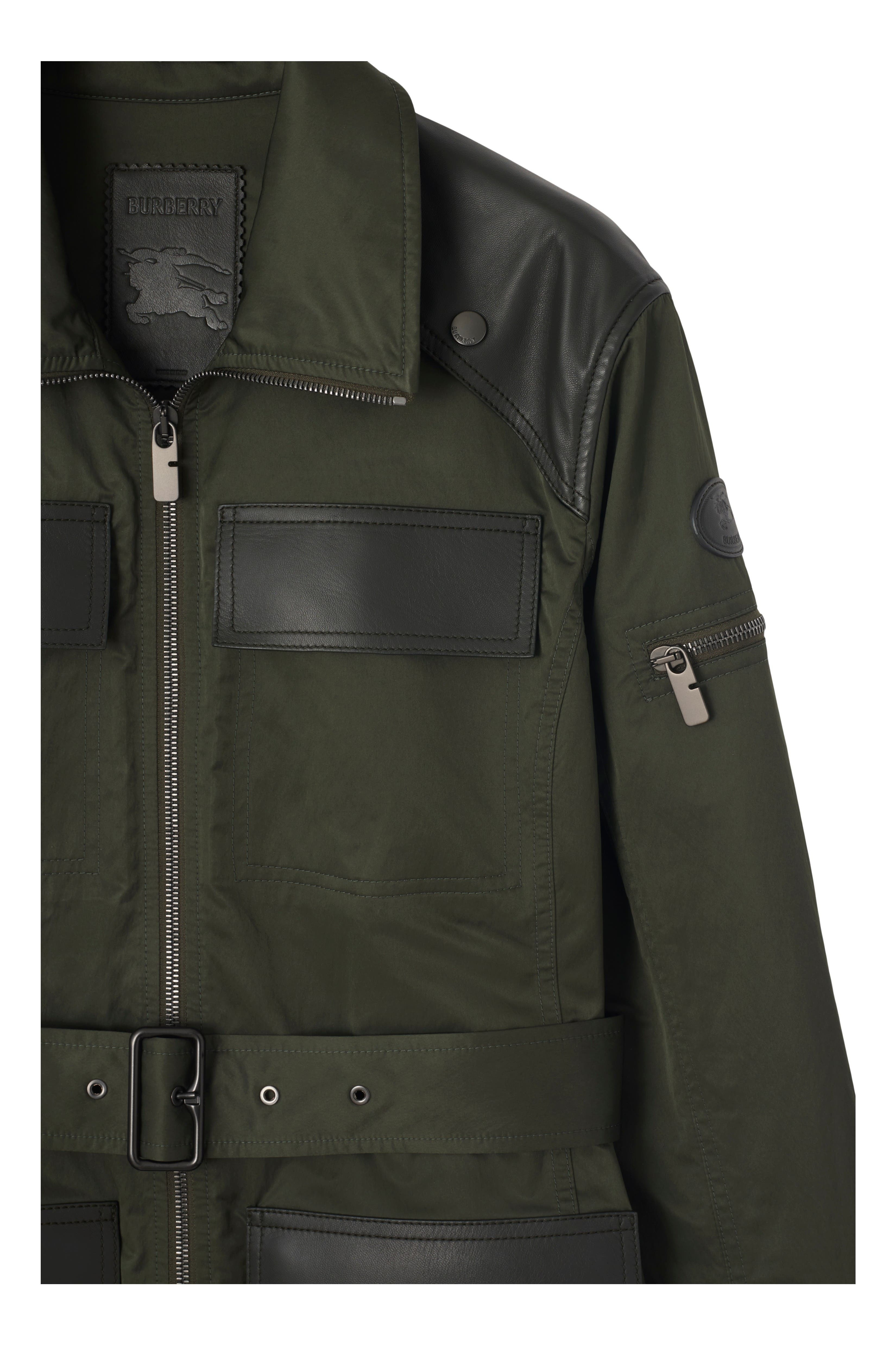 burberry Leather Trim Nylon Blend Field Jacket in Shale at Nordstrom - 5