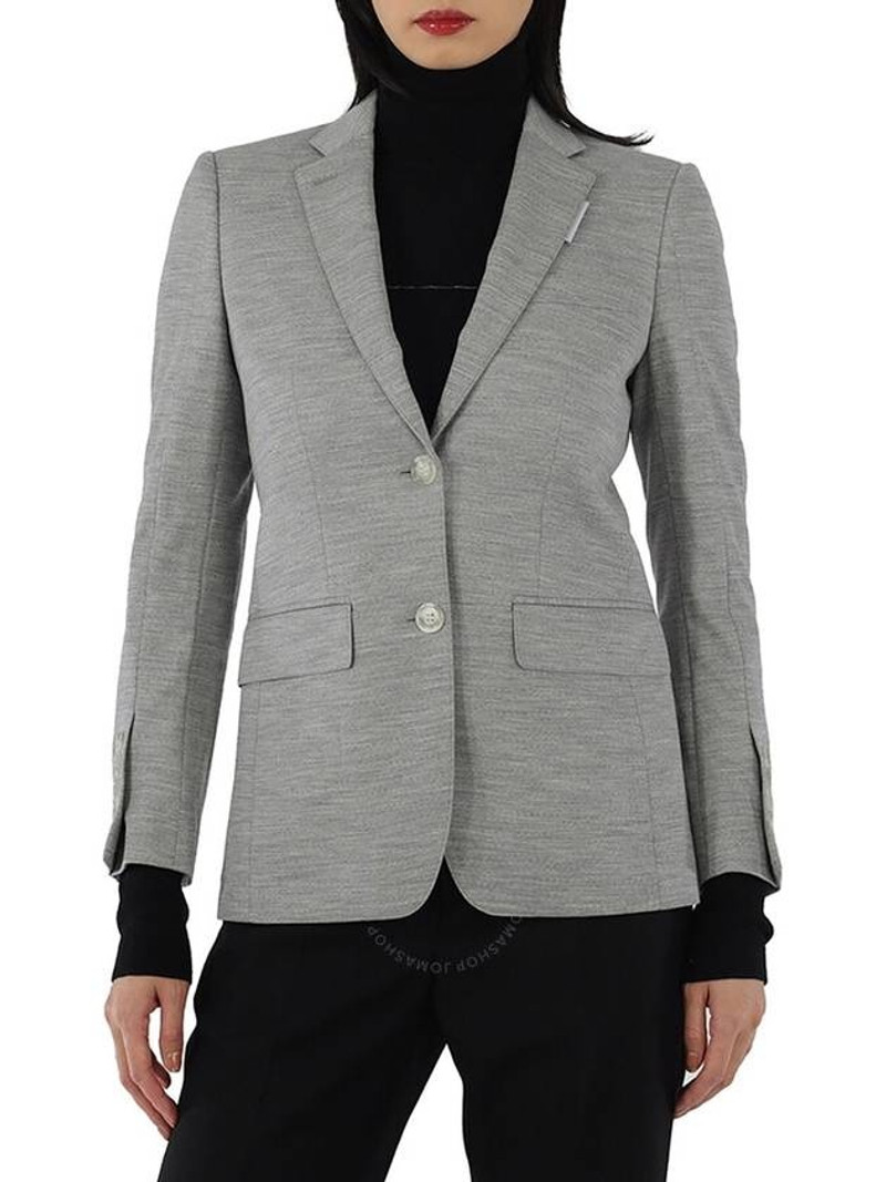 Burberry Melange Technical Wool Jersey Blazer Jacket Gray outlook