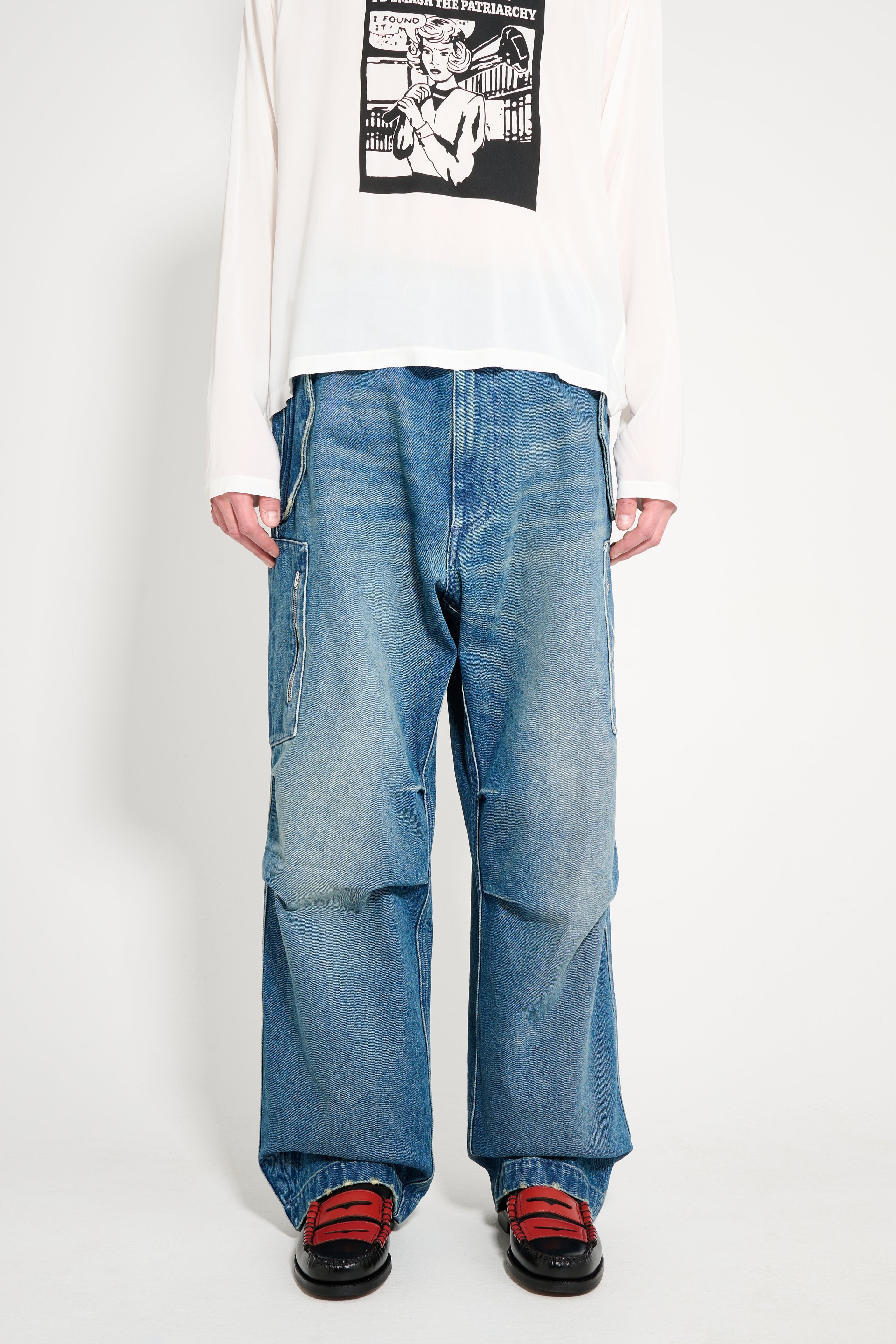 RANDOM IDENTITIES WASHED DENIM BERLIN BAGGIES BLUE - 2