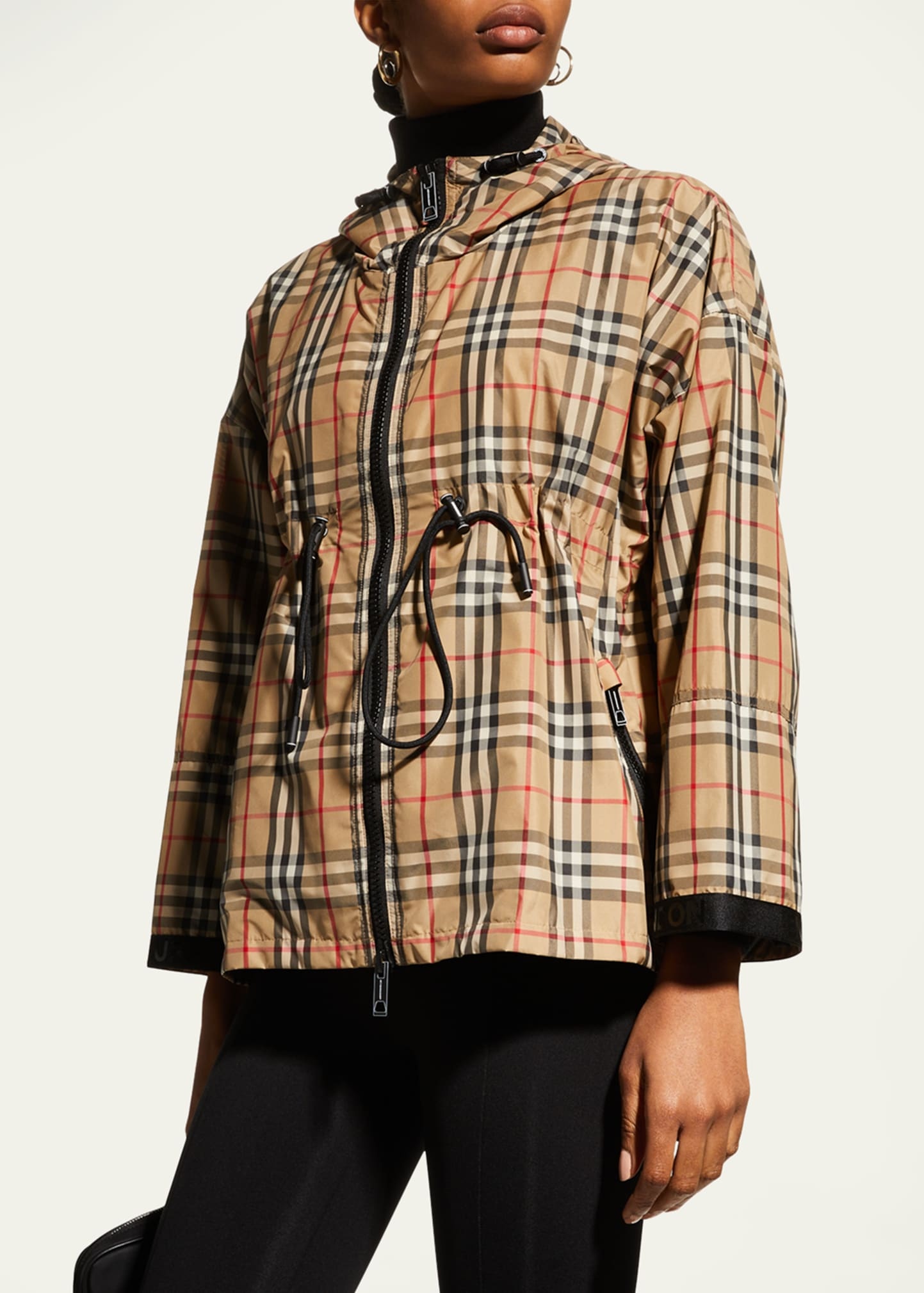 Logo Tape Vintage Check Hooded Jacket - 4