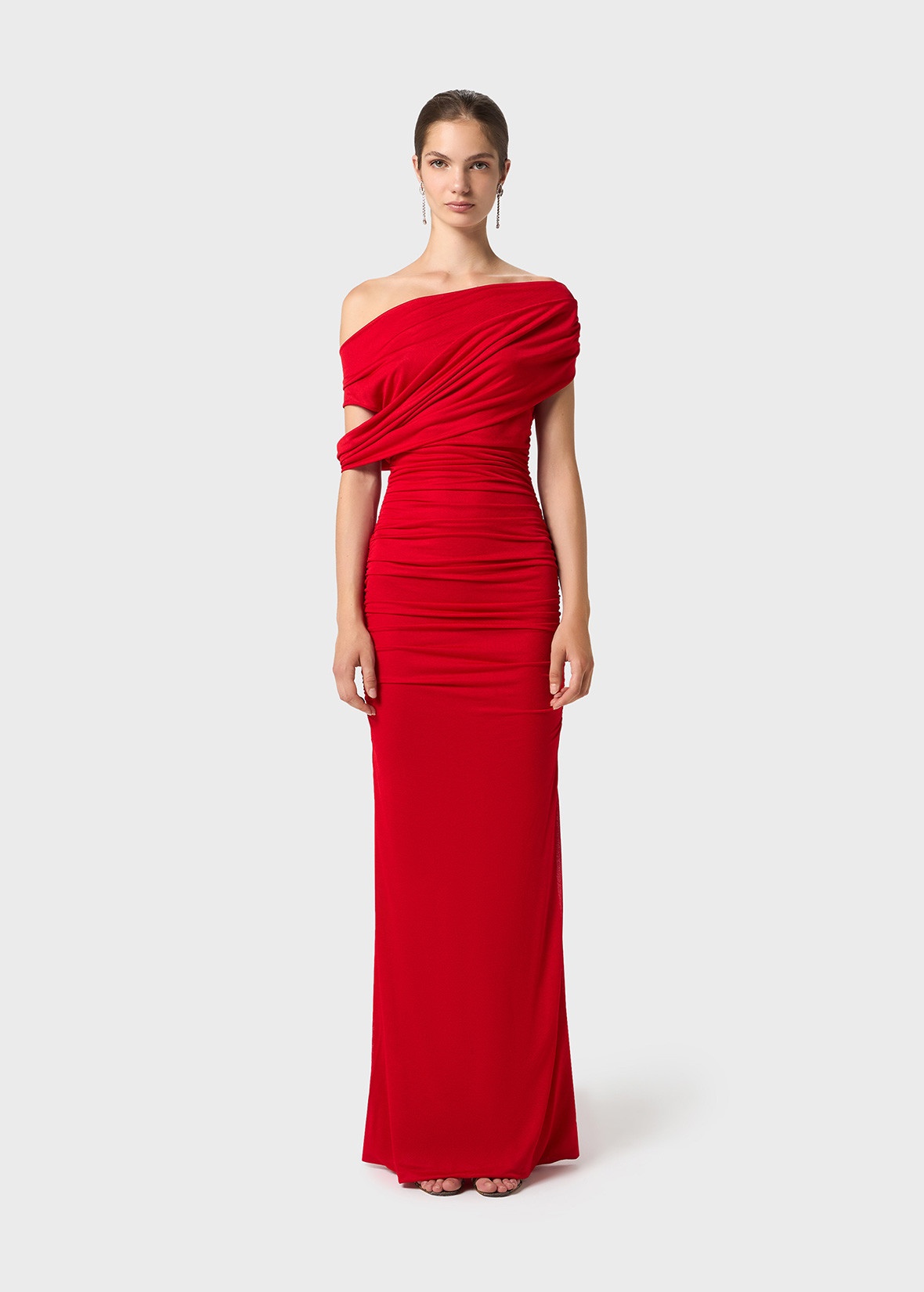 ONE-SHOULDER LONG DRESS WITH DRAPES - 3