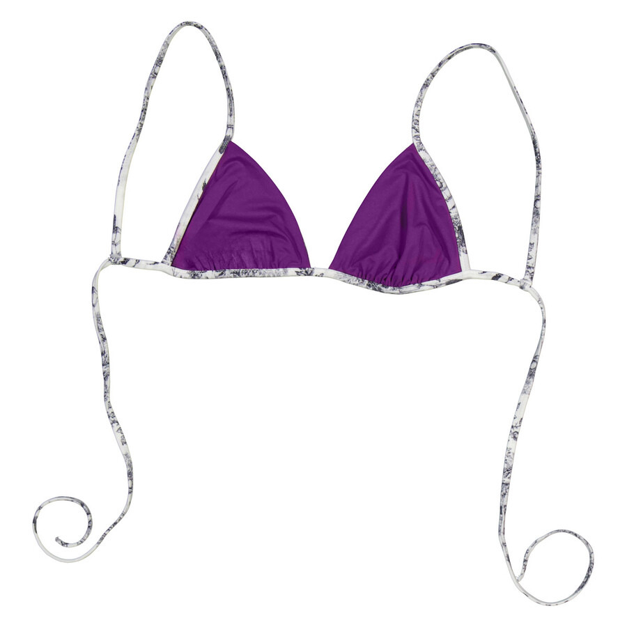 Wolford Iconic White Black/Amethyst Toile de Jouy Antoinette Beach Triangle Top - 4