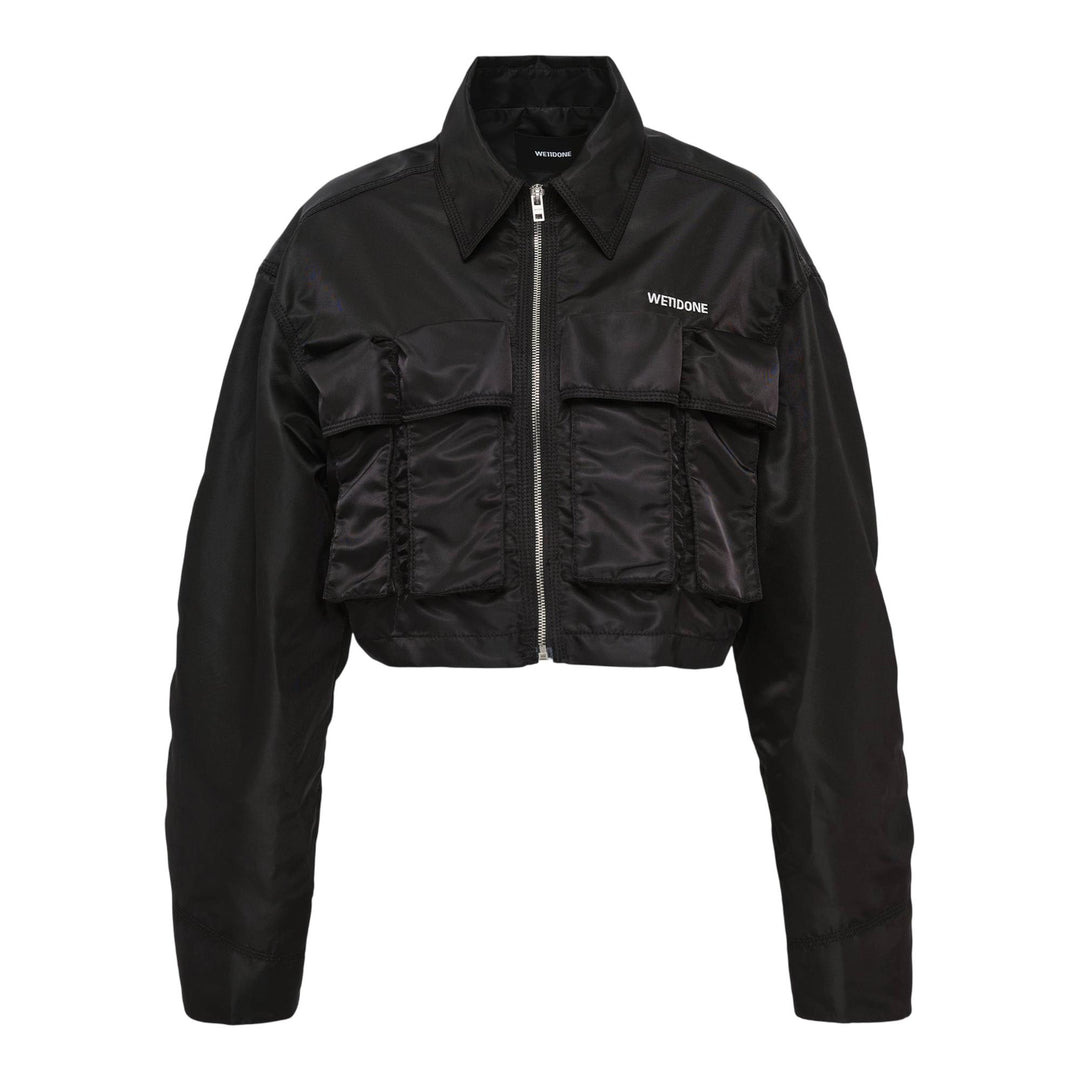 Black Womens Nylon Pocket Jacket - 1