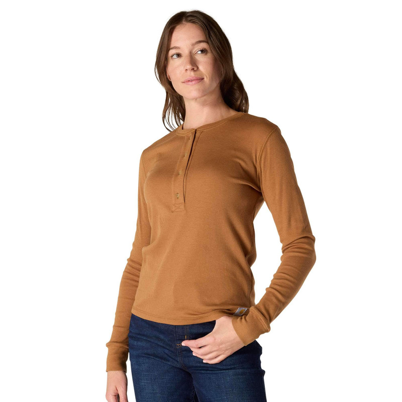 Women's TENCEL™ Fiber Series Relaxed Fit Long-Sleeve Ribbed Henley Shirt 1