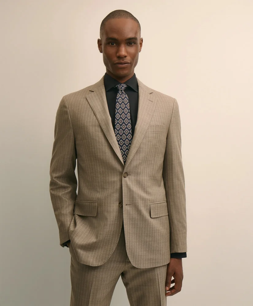 Brooks Brothers Explorer Collection Slim Fit Wool Stripe Suit Jacket - 1