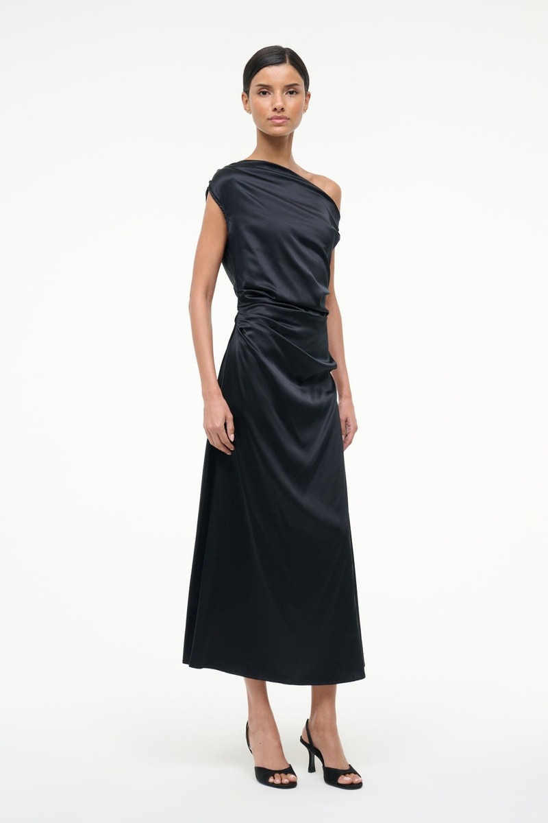 STAUD STAUD PHARE SILK DRESS BLACK outlook