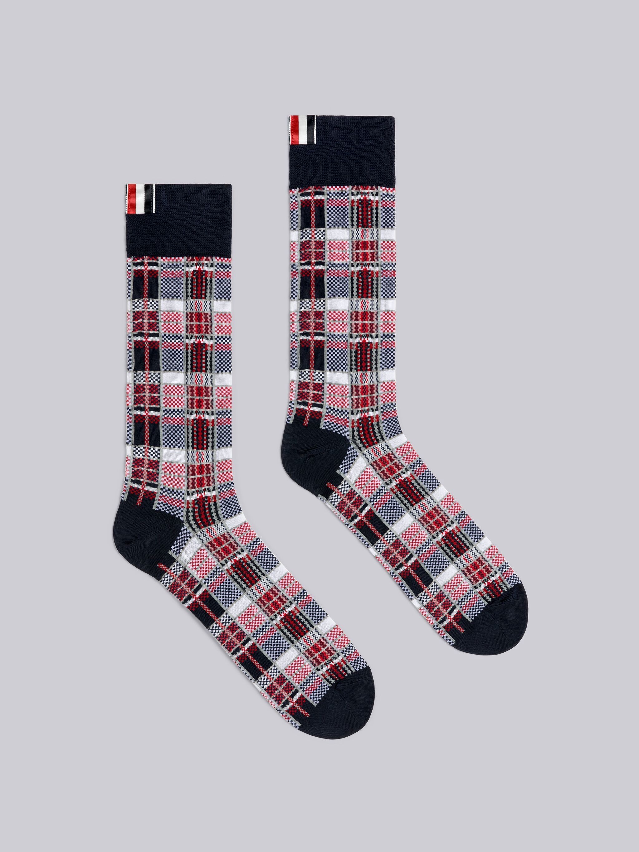 MADRAS COTTON JACQUARD MID CALF SOCKS - 1