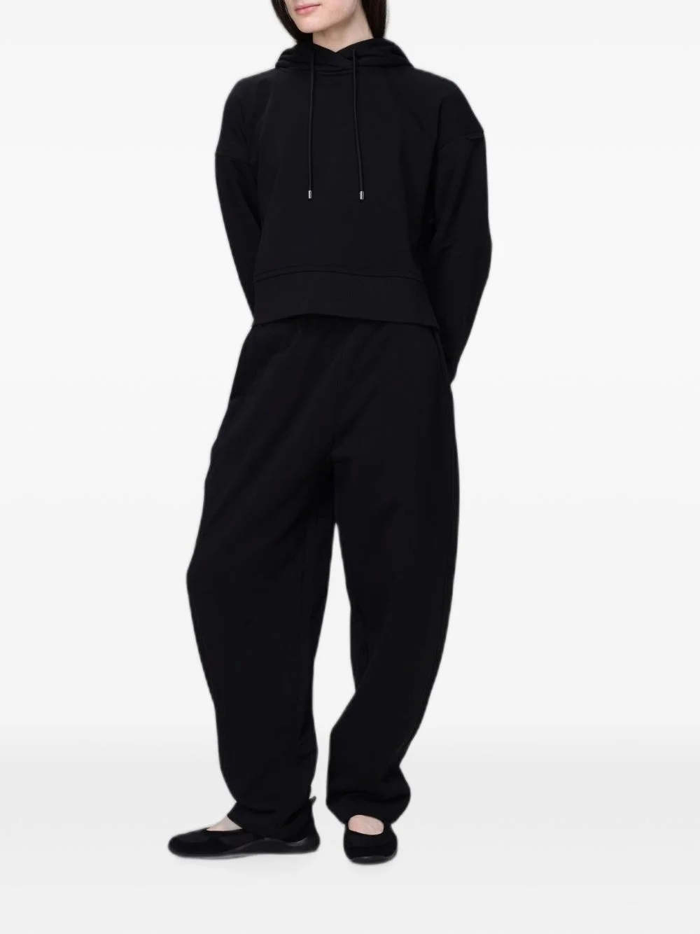 drawstring-hood cropped hoodie - 1