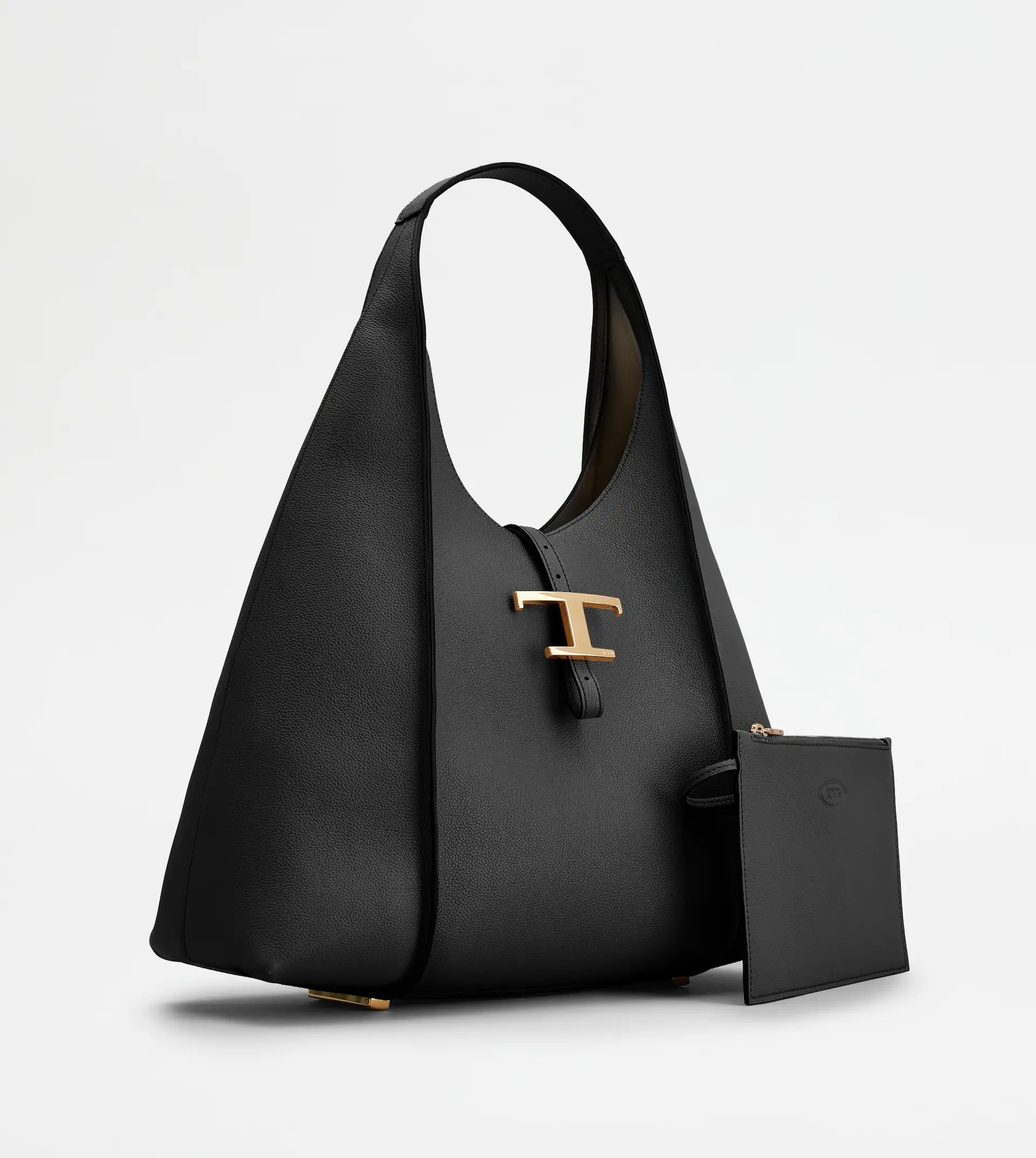 T TIMELESS HOBO BAG IN LEATHER MEDIUM - BLACK - 2