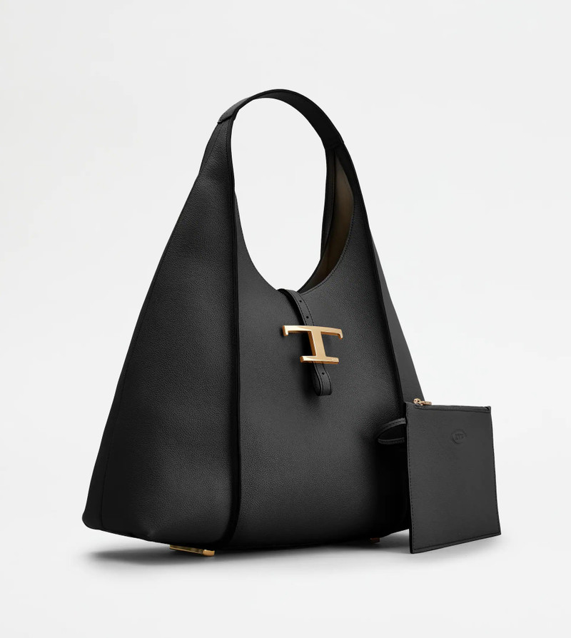 Tod's T TIMELESS HOBO BAG IN LEATHER MEDIUM - BLACK outlook